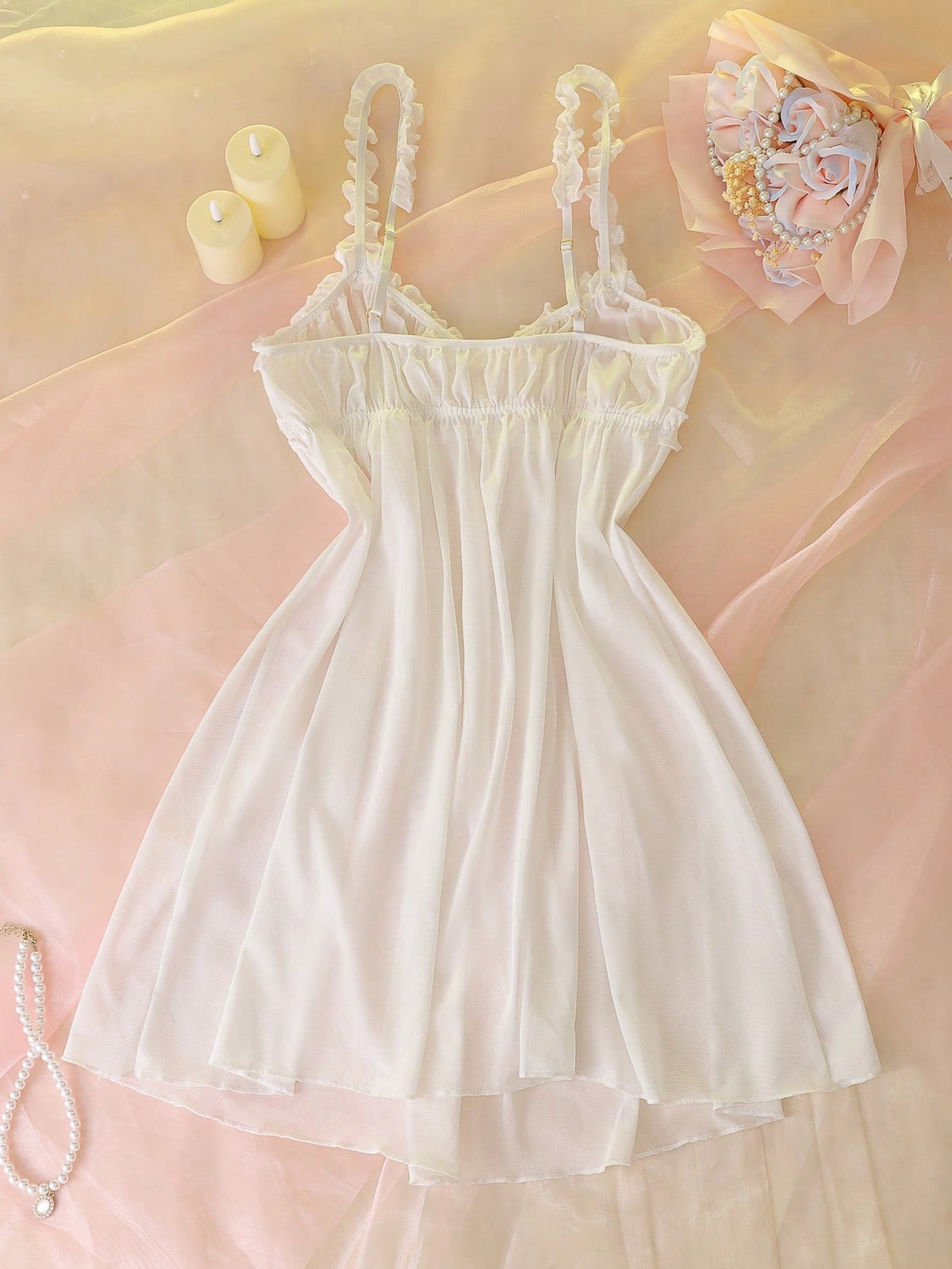 Women's Sheer Mesh Spaghetti Strap Nightgown, Sexy Lingerie