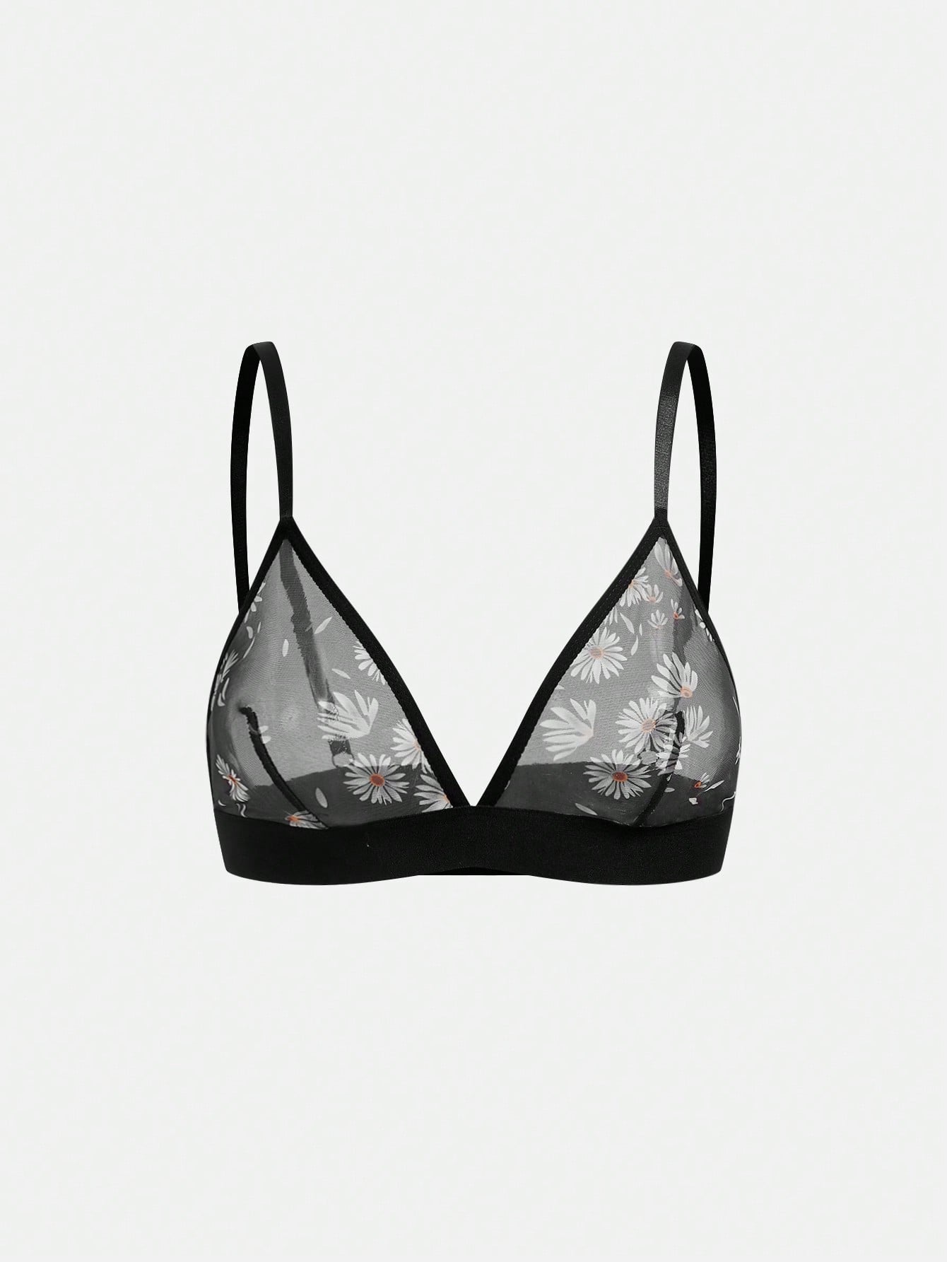 Floral Print Mesh Bra & Panty Lingerie Setfor Summerfor Summer