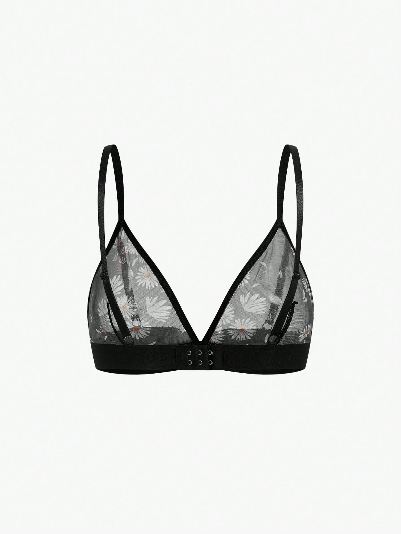 Floral Print Mesh Bra & Panty Lingerie Setfor Summerfor Summer
