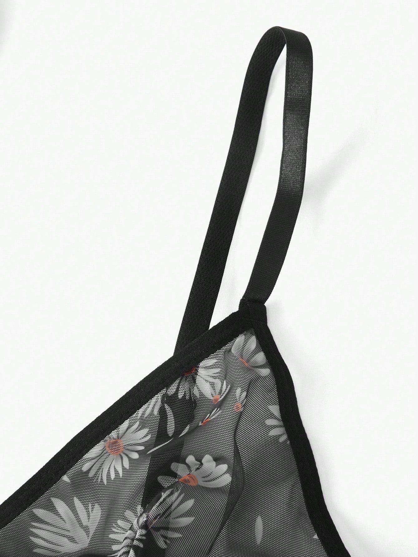 Floral Print Mesh Bra & Panty Lingerie Setfor Summerfor Summer