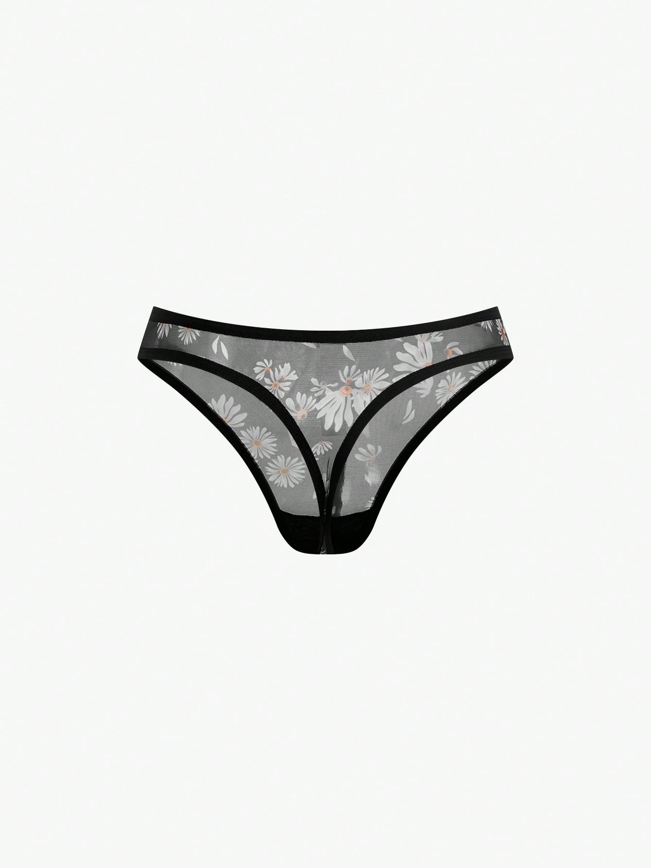 Floral Print Mesh Bra & Panty Lingerie Setfor Summerfor Summer