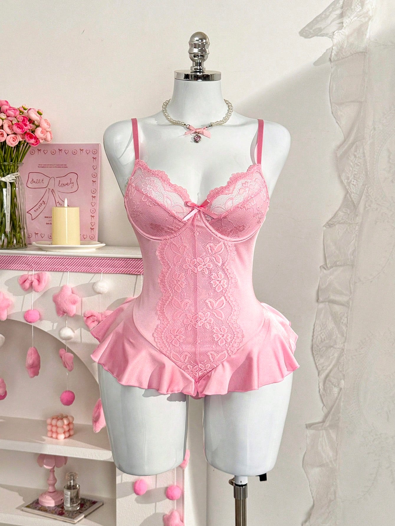 Women's Lace Patchwork Jumpsuit Lingerie, 1 Piece