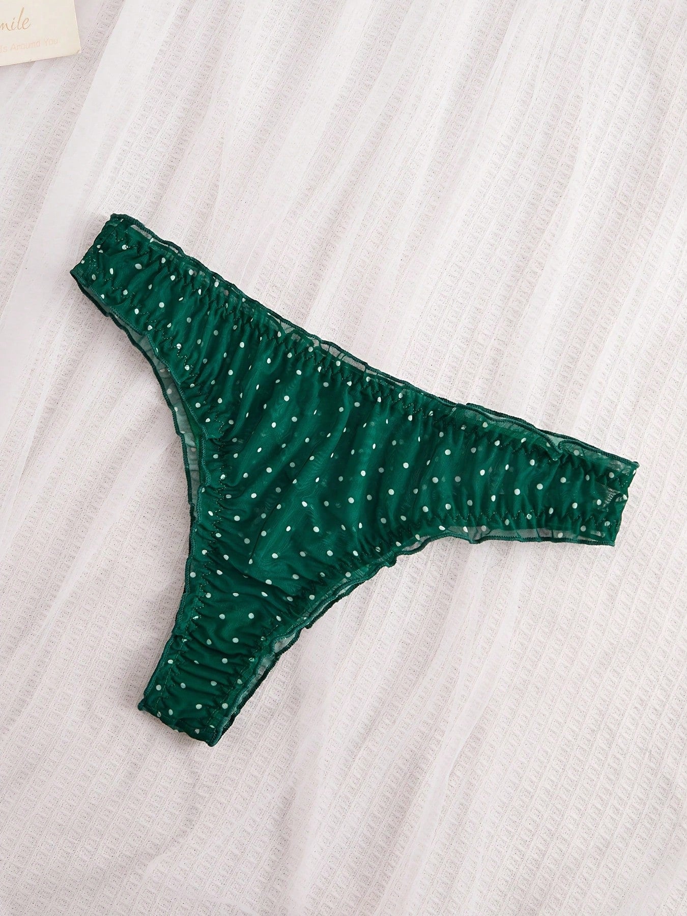 2pcs Polka Dot Nightgown Sexy Women Sheer Mesh Lingerie Chemise Slip Dress Set (With Panty)