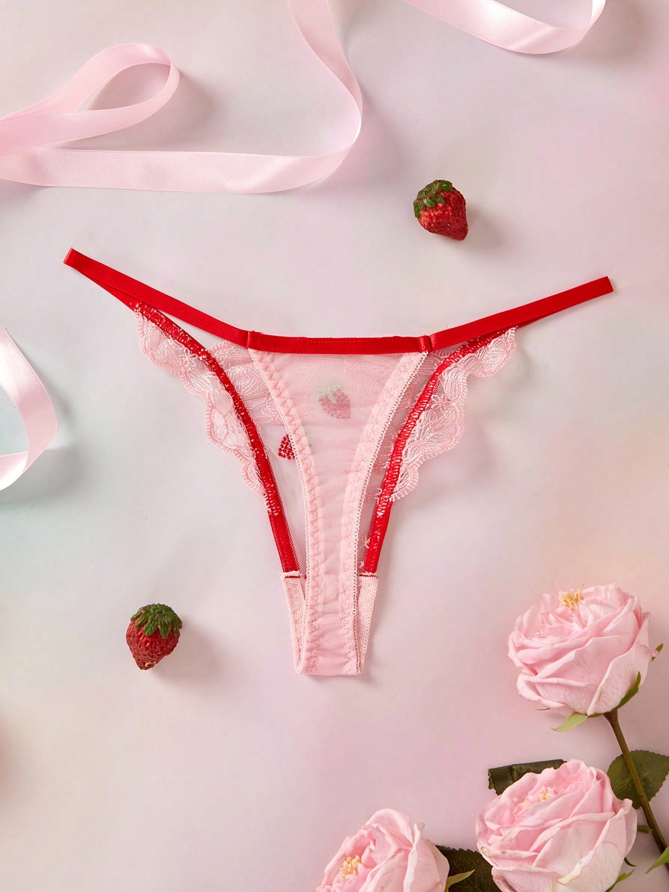 Women's Romantic Embroidered Thong Panties, Sexy Underwear