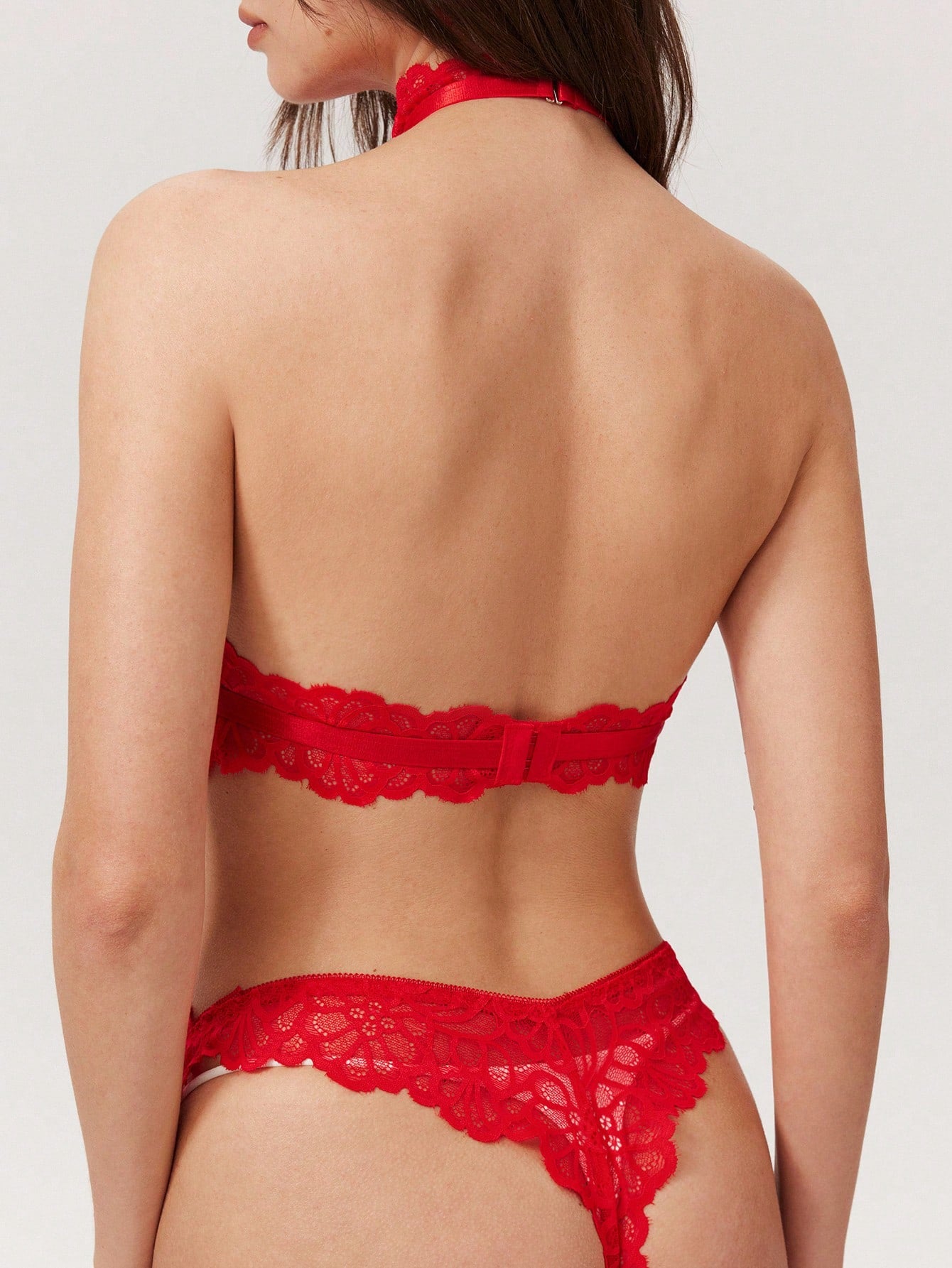 Women's Floral Lace Hollow-Out Halter Sexy Bodysuit