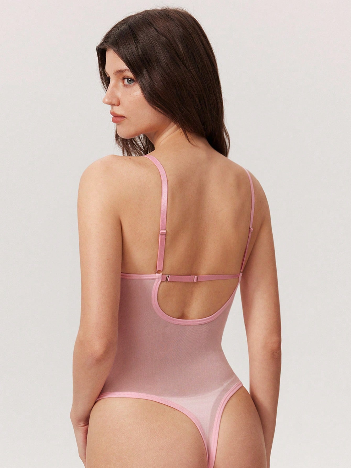 Pink Mesh Patchwork Embroidered Floral Sheer Deep V Slimming Crotch Opening Romantic Countryside Women's Lingerie Jumpsuit