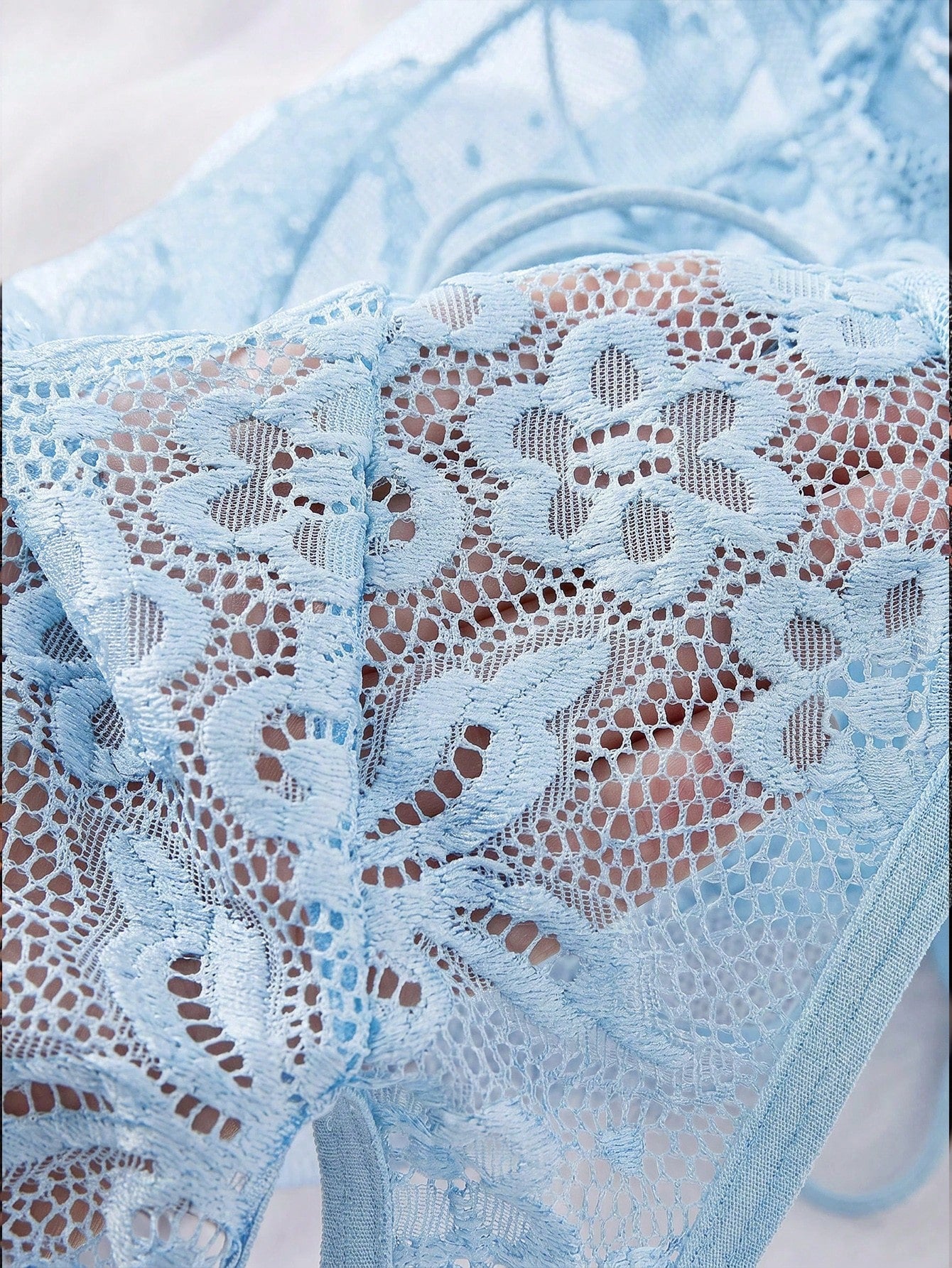 Lace Patchwork Plus Size Sexy Bodysuit, 1pc