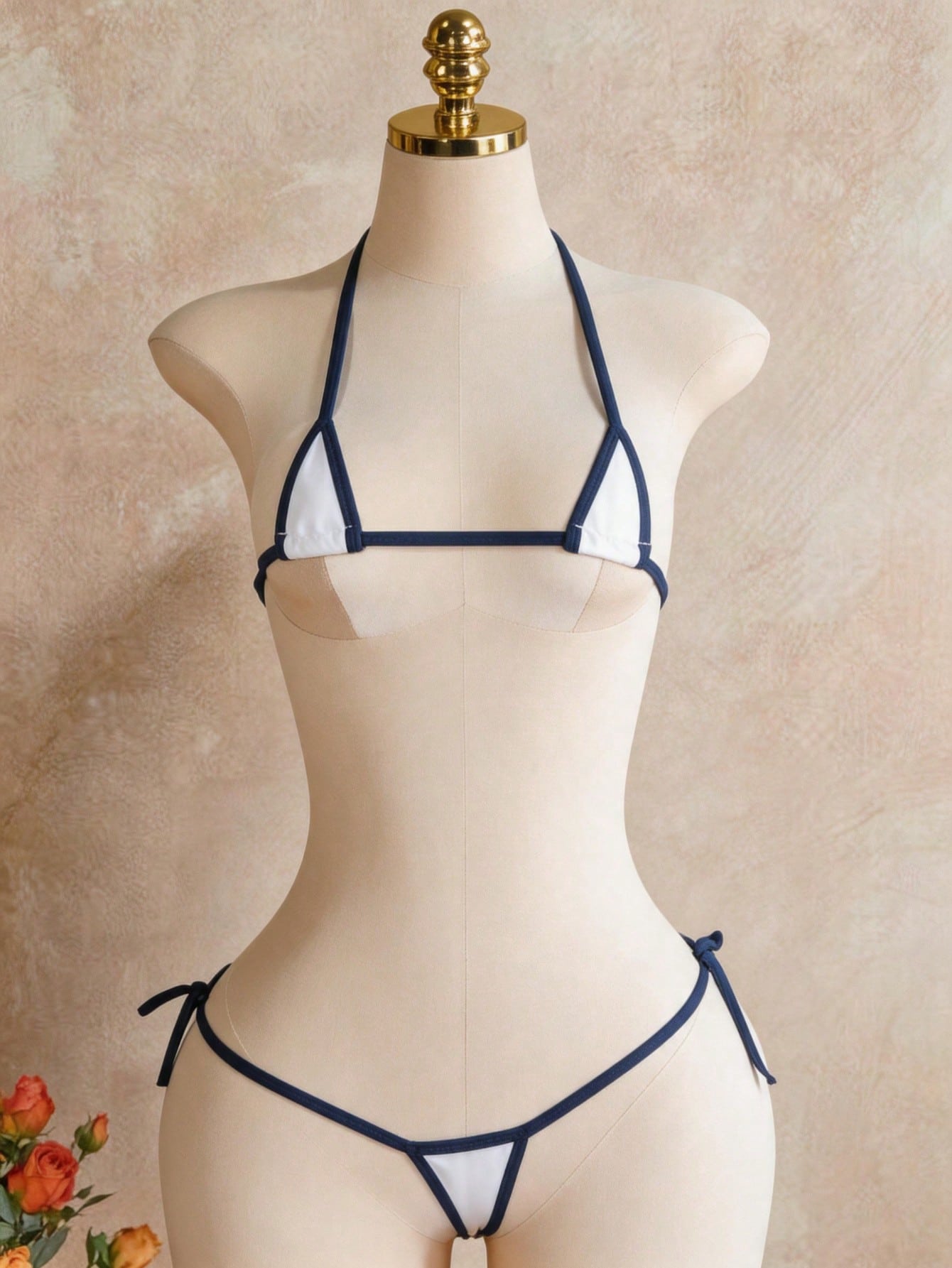Sexy Lingerie Erotic Set Mini Triangle Halter Tie Bikini Bra And Thong Stripper Outfit Red And Black Contrast Cow Print Women's 2026 Spring/Summer New Valentine's Day Beach Party Wedding Vacation Sexy Matching Piece