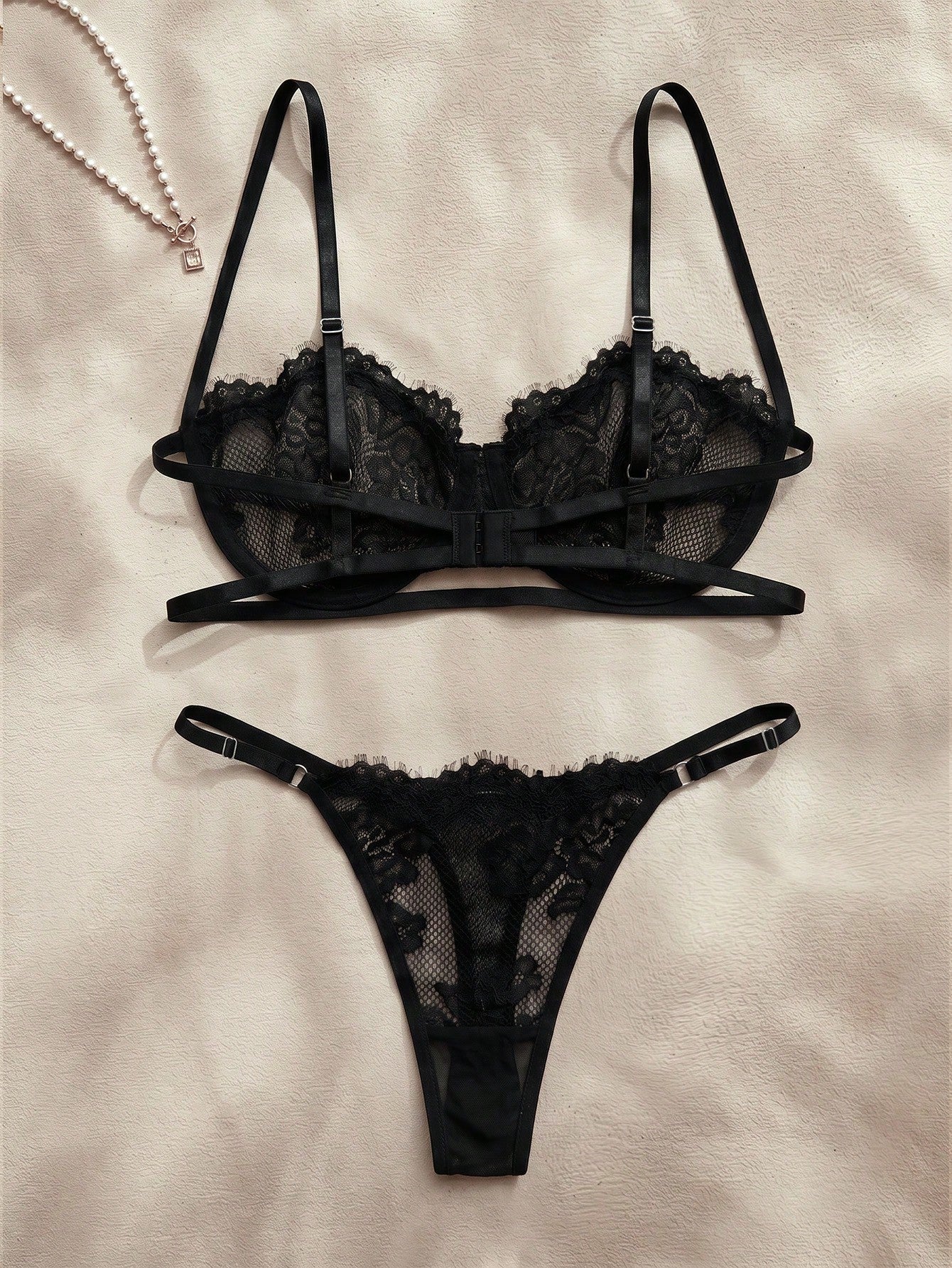 French Retro Lace Eyelash Sheer Lingerie Set, Pursuing Refined Aesthetics And Self-Indulgence For Urban Women