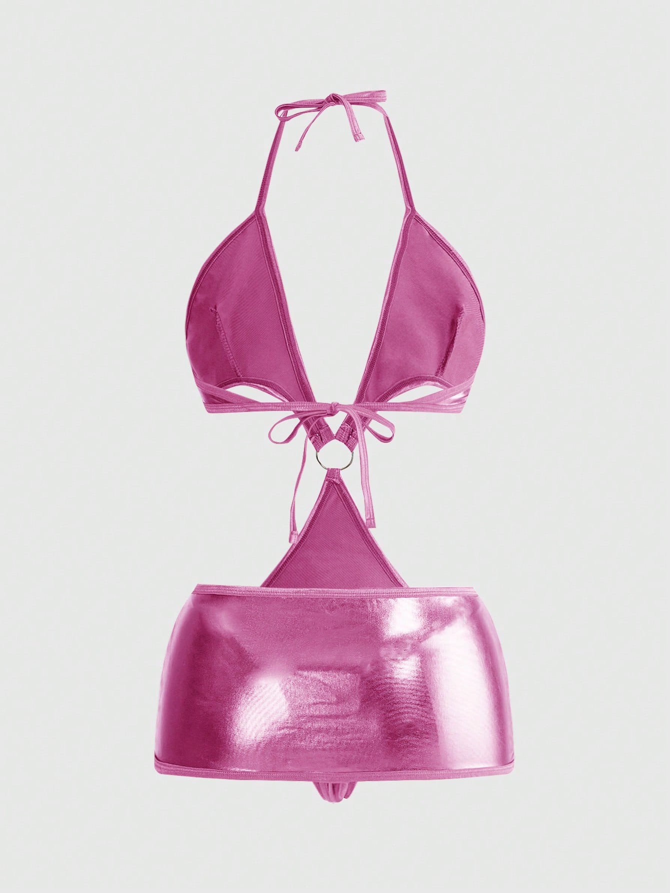 Avant Sexy Fashionable Holo Coated Fabric Lingerie Set