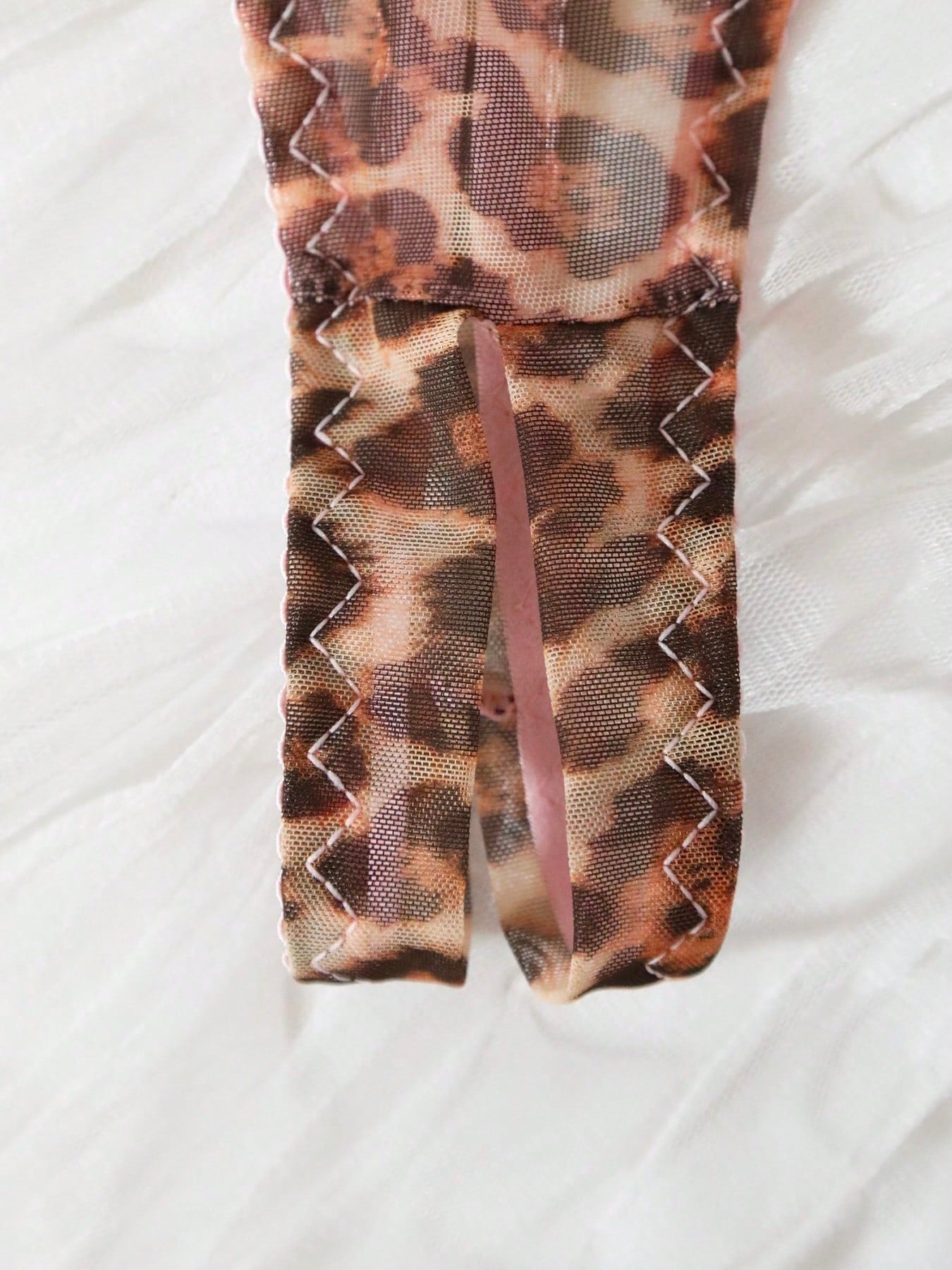 Sexy Lingerie Set For Women, Leopard Print Mesh Bra And Panty, Coffee Brown, Wild Party