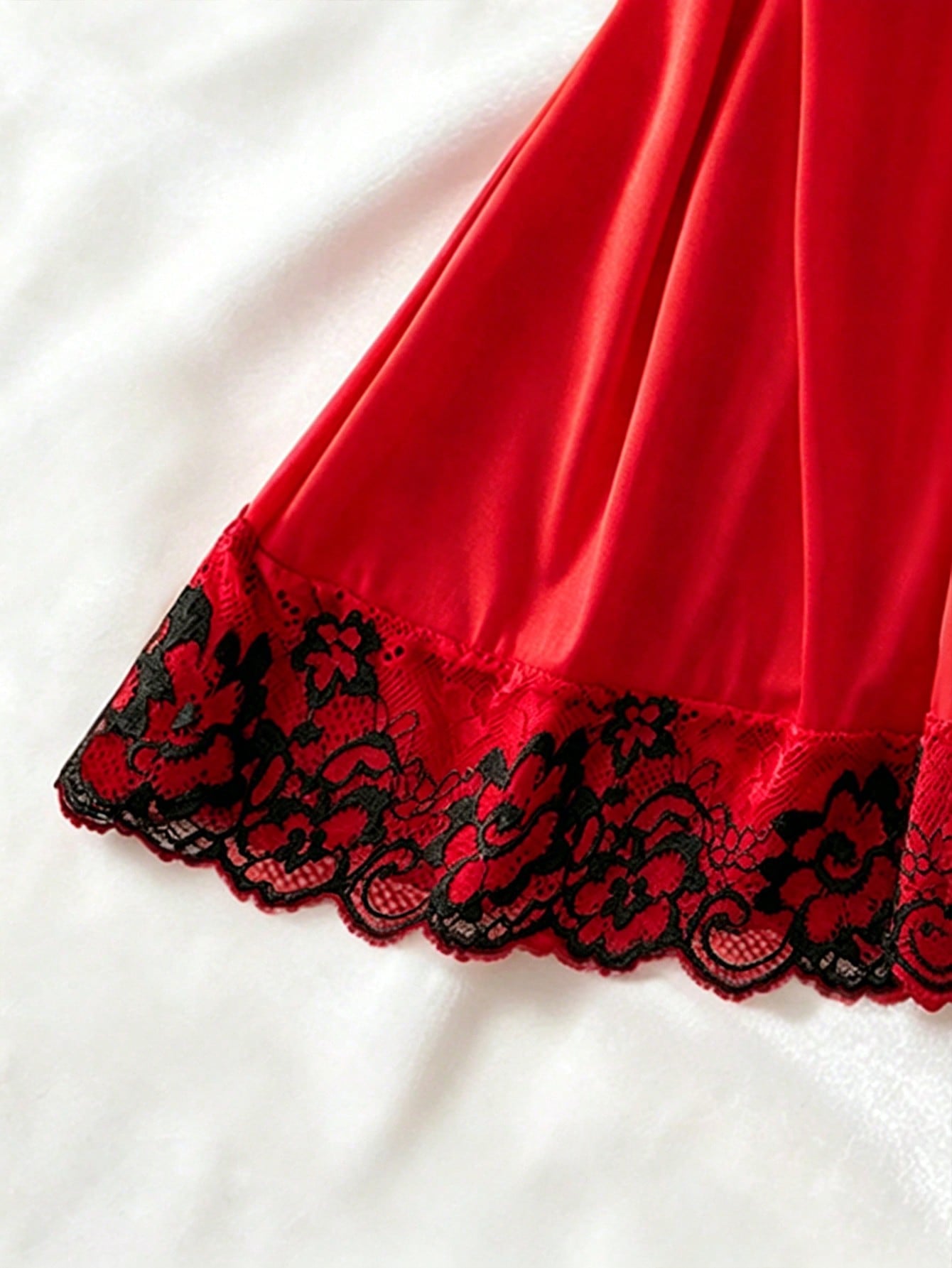 2pcs Contrast Floral Lace Sleepwear Set, V-Neck Semi-Sheer Bow Tie Nightgown And Panties, Elegant Women Pajamas