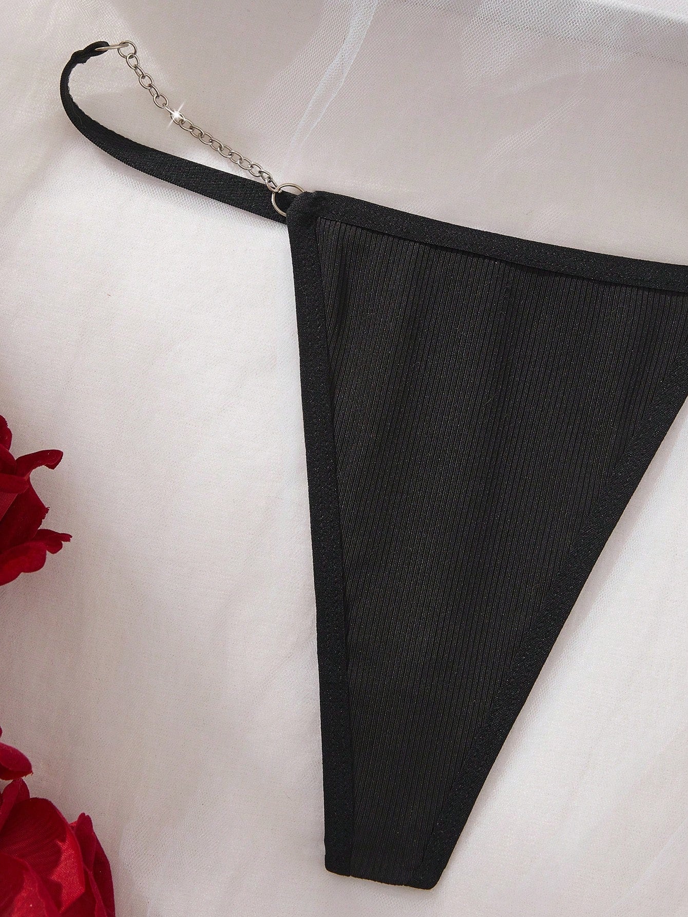 Sexy Lingerie Heart-Shaped Cup Chain Decor Women's Fun Sexy Backless Lingerie Set