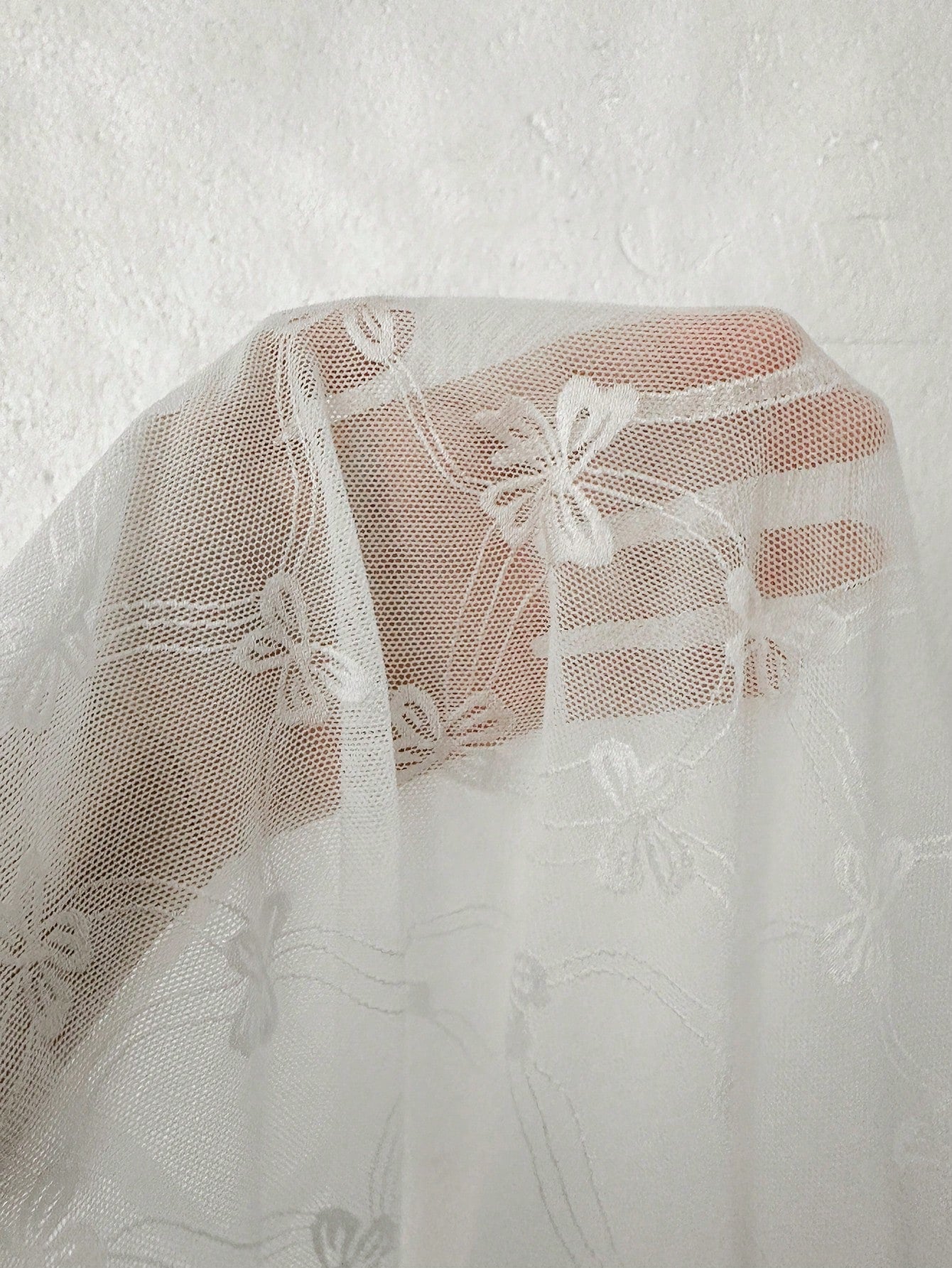 White Underwire Bow Mesh Jacquard Subtle Pattern Butterfly Ruffle Cute Backless Backless Minimalist Sexy Sexy Women's Babydoll Lace Dress, Lace Lingerie Sexy Lingerie