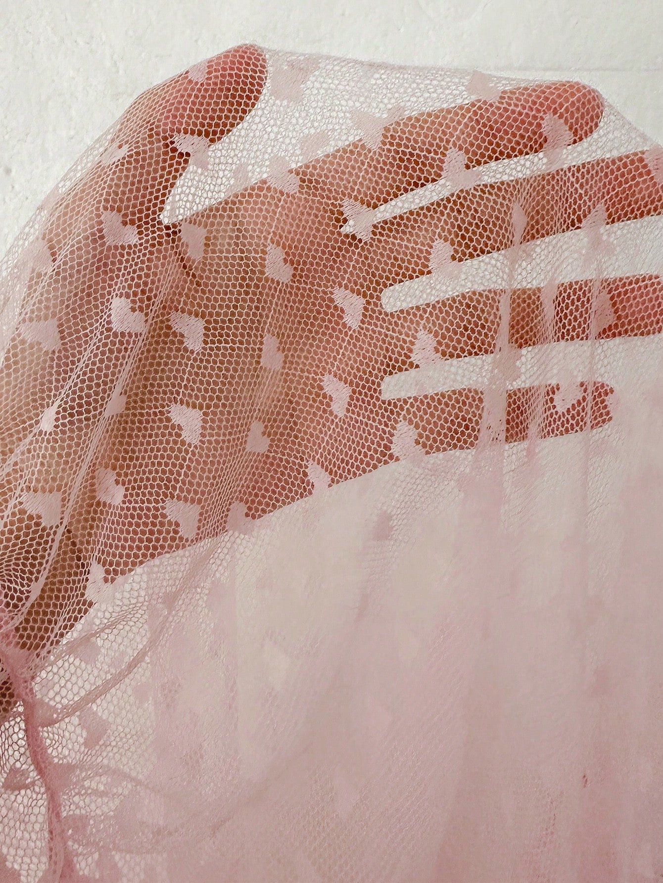 Women's Sweet Sexy Minimalist Sexy Heart-Shaped Sheer Mesh Jacquard Heart Button Ruffle Hem Mini Nightgown