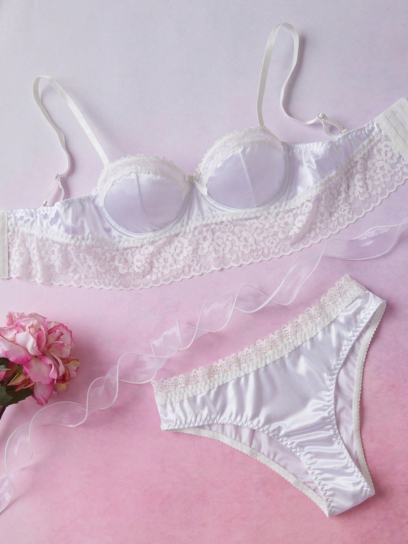 Lace Patchwork French Pastoral Satin Romantic Vacation Wedding Lounge Summer Elegant Women's Lingerie Set