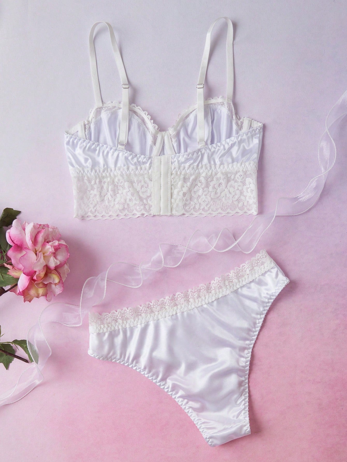 Lace Patchwork French Pastoral Satin Romantic Vacation Wedding Lounge Summer Elegant Women's Lingerie Set