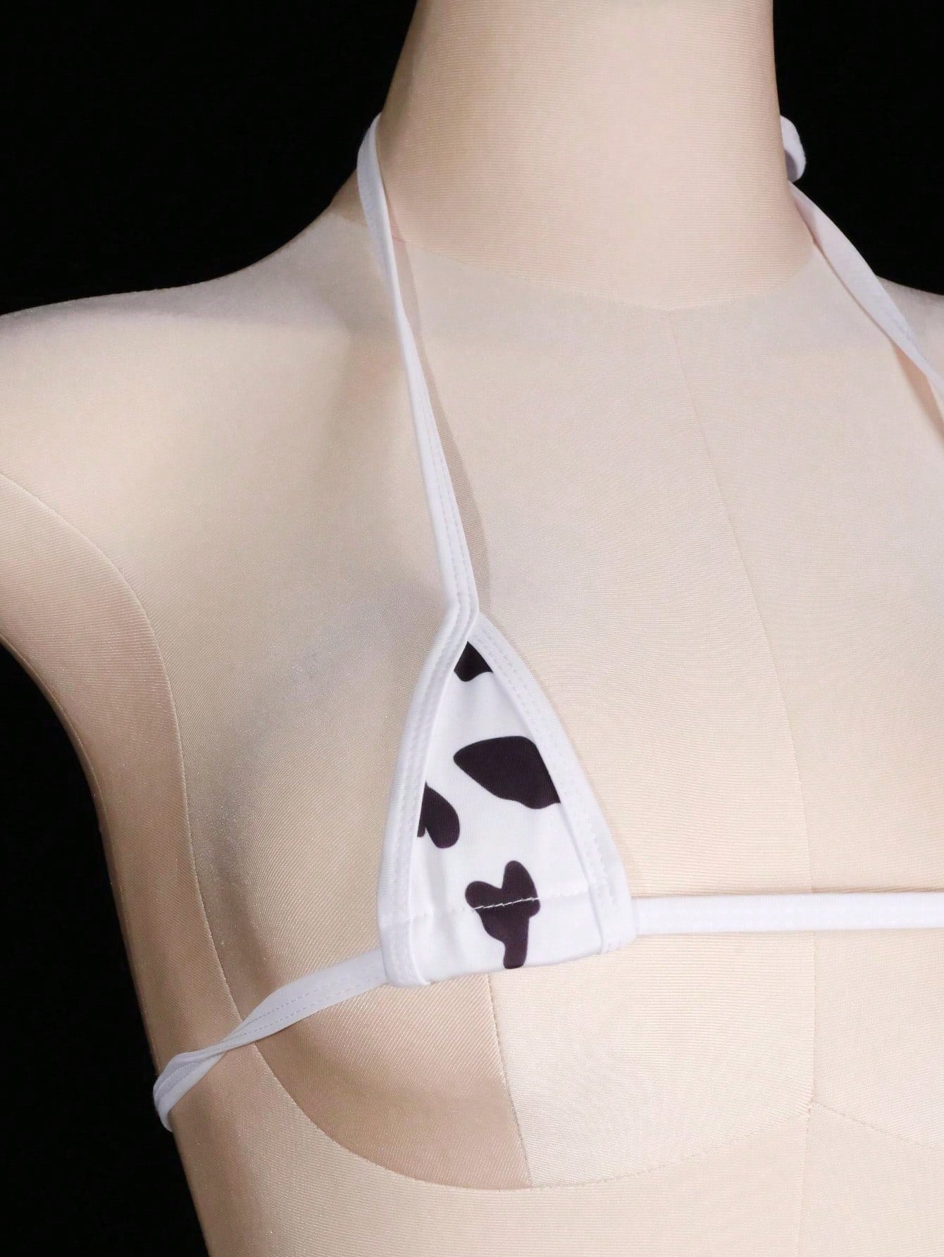 Sexy Lingerie Erotic Set Mini Triangle Halter Tie Bikini Bra And Thong Stripper Outfit Red And Black Contrast Cow Print Women's 2026 Spring/Summer New Valentine's Day Beach Party Wedding Vacation Sexy Matching Piece