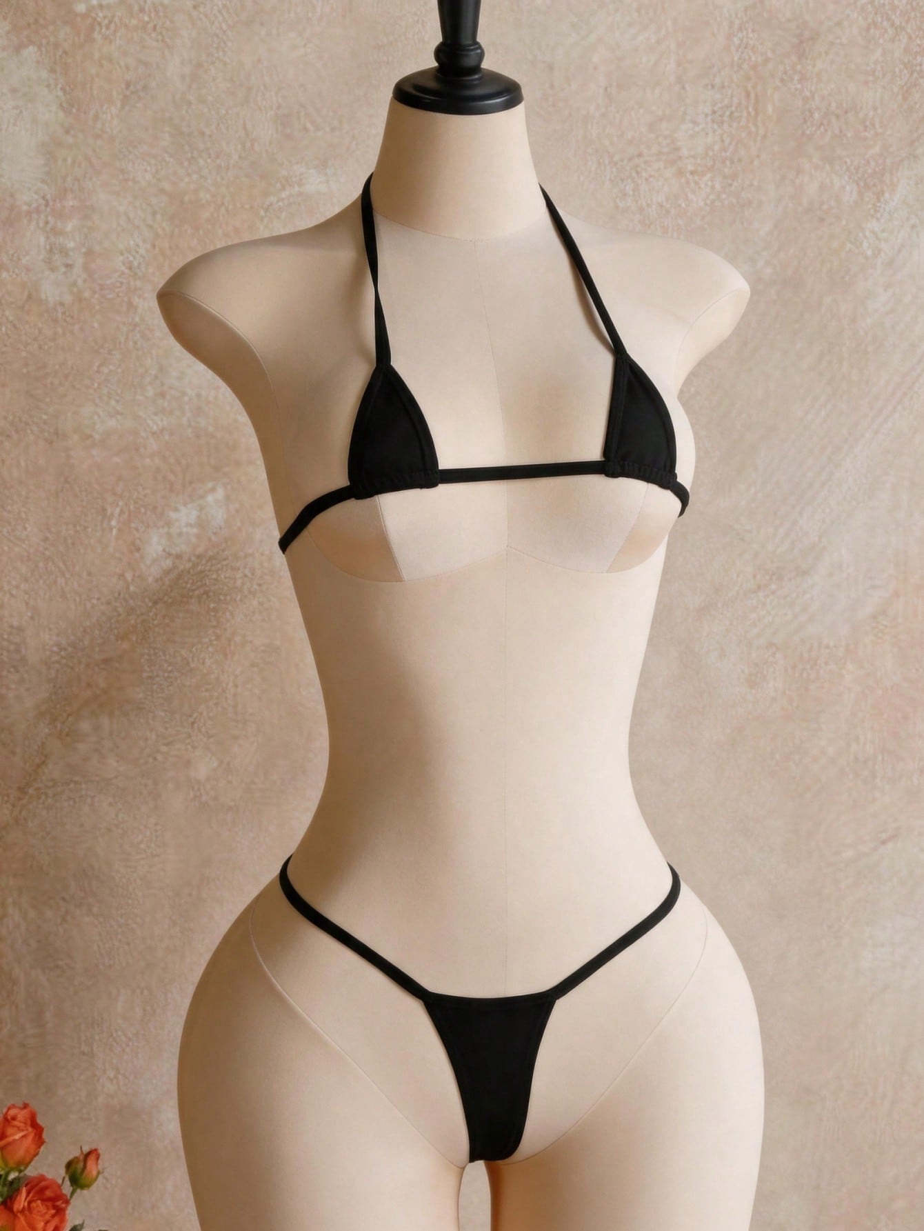 Sexy Lingerie Erotic Set Mini Triangle Halter Tie Bikini Bra And Thong Stripper Outfit Red And Black Contrast Cow Print Women's 2026 Spring/Summer New Valentine's Day Beach Party Wedding Vacation Sexy Matching Piece