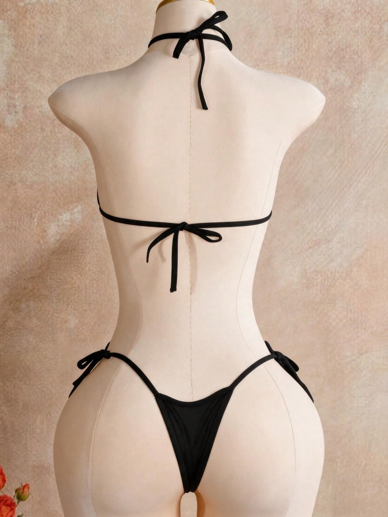 Sexy Lingerie Erotic Set Mini Triangle Halter Tie Bikini Bra And Thong Stripper Outfit Red And Black Contrast Cow Print Women's 2026 Spring/Summer New Valentine's Day Beach Party Wedding Vacation Sexy Matching Piece