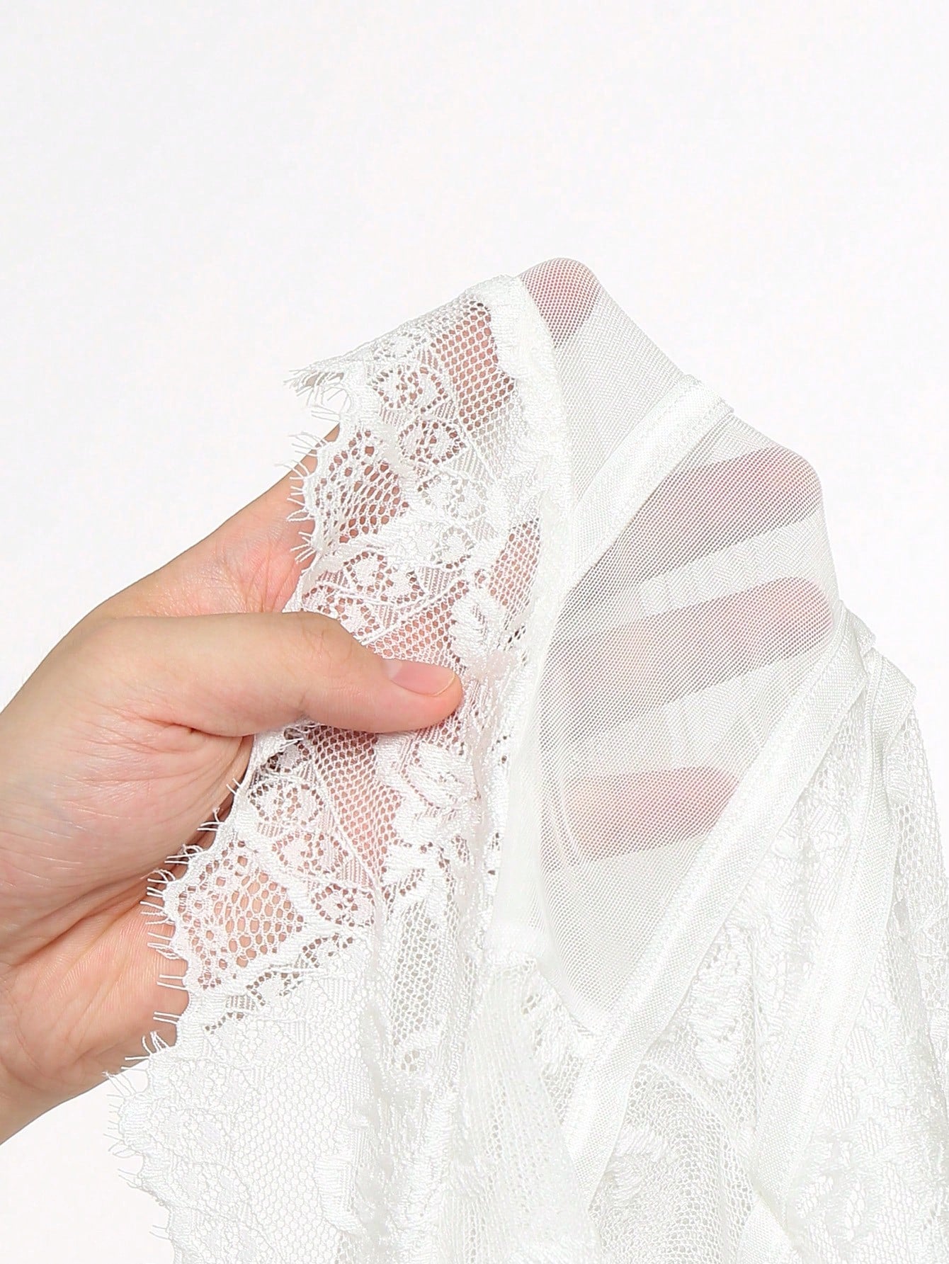 White Lace Mesh Patchwork Ribbon Bow Cutout Design Women's Jumpsuit