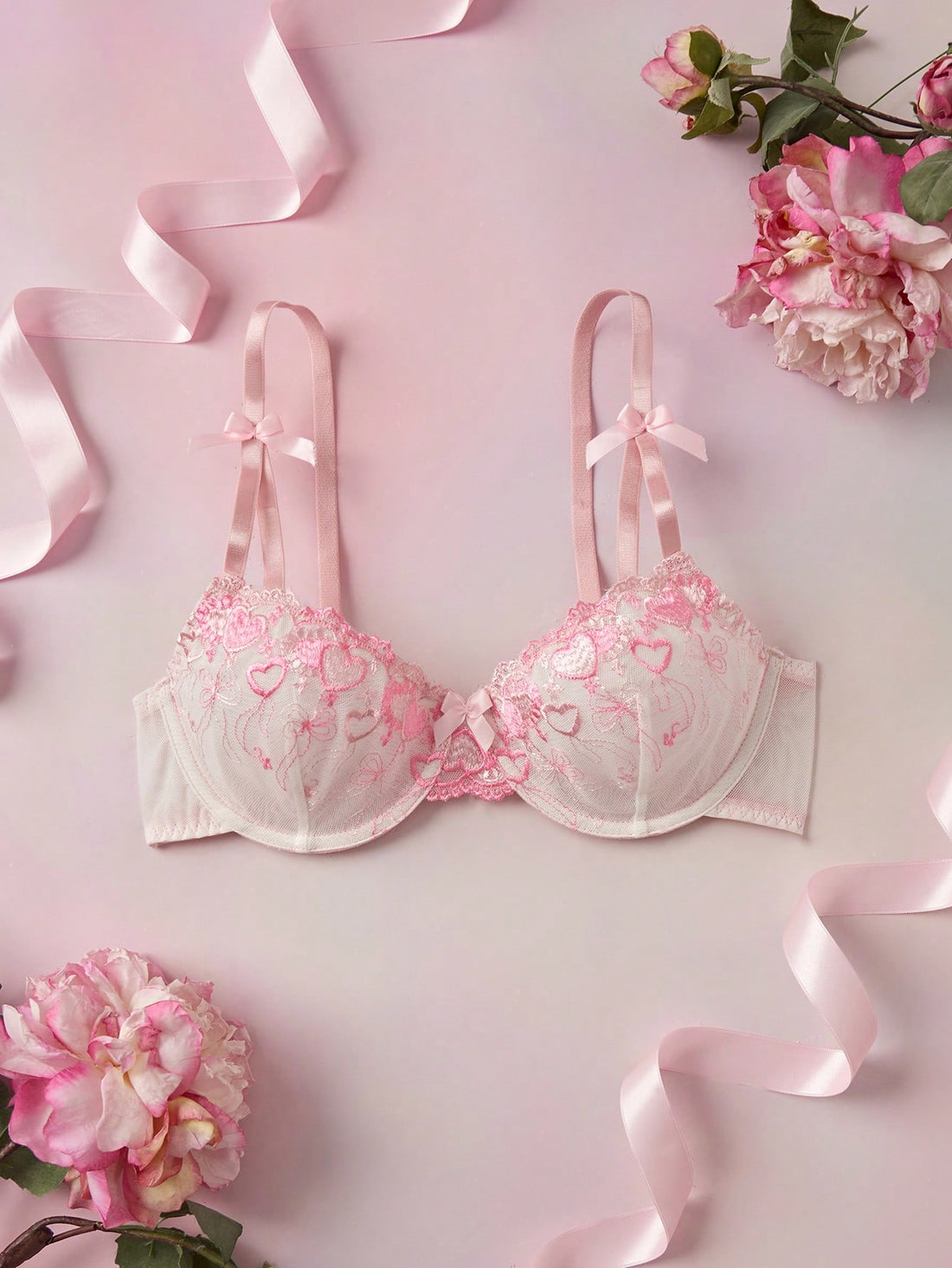 Romantic Pastoral Embroidery Underwire Single Piece Women's Bra