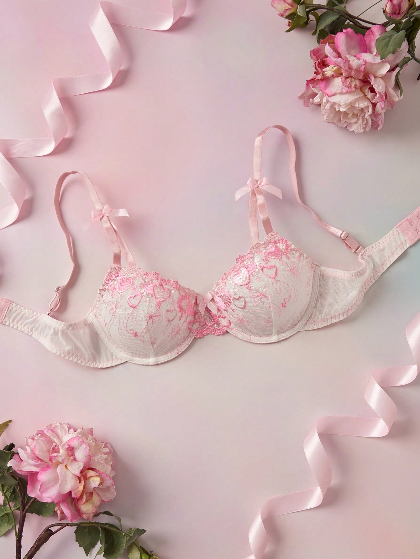 Romantic Pastoral Embroidery Underwire Single Piece Women's Bra