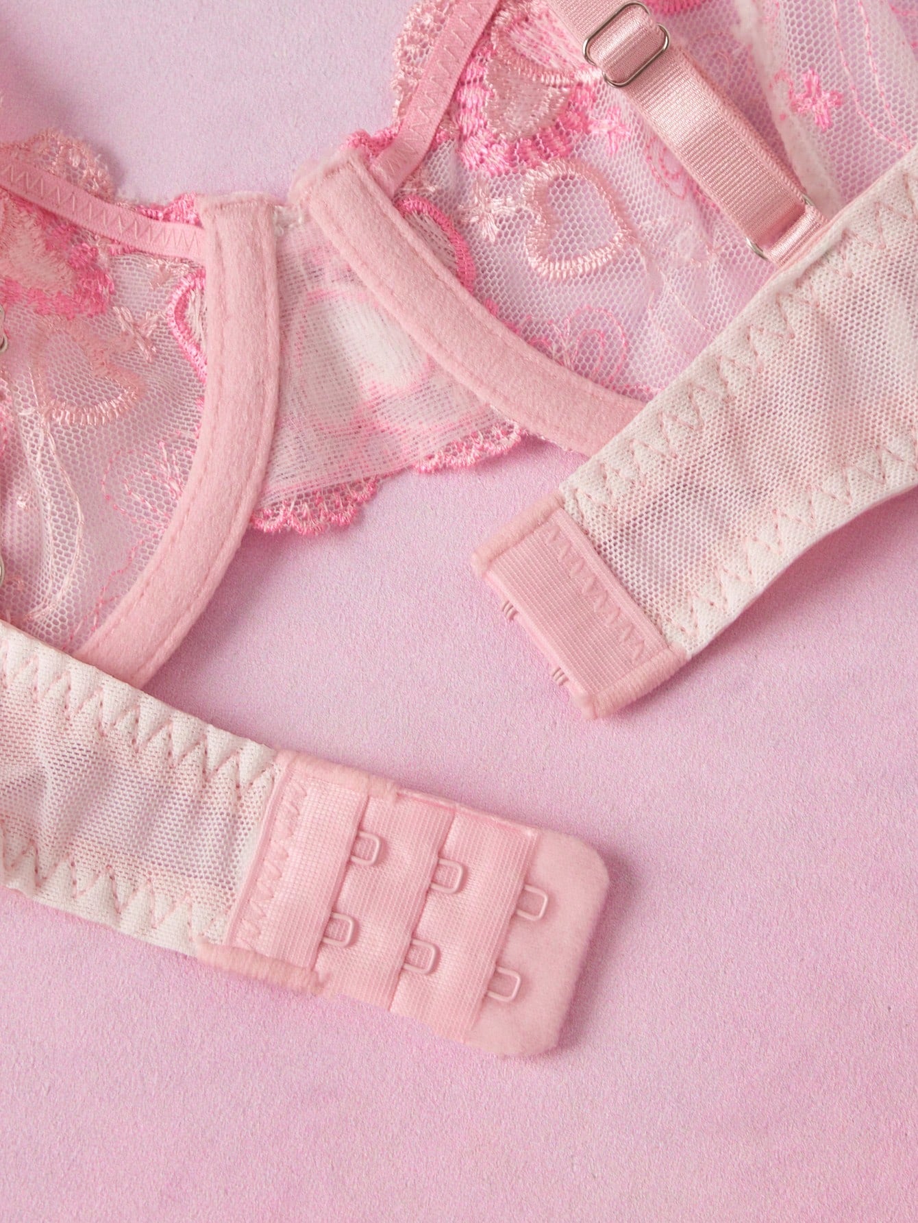 Sexy Embroidered Underwire Bra & Panty 2-Piece Set, Romantic Pastoral Style