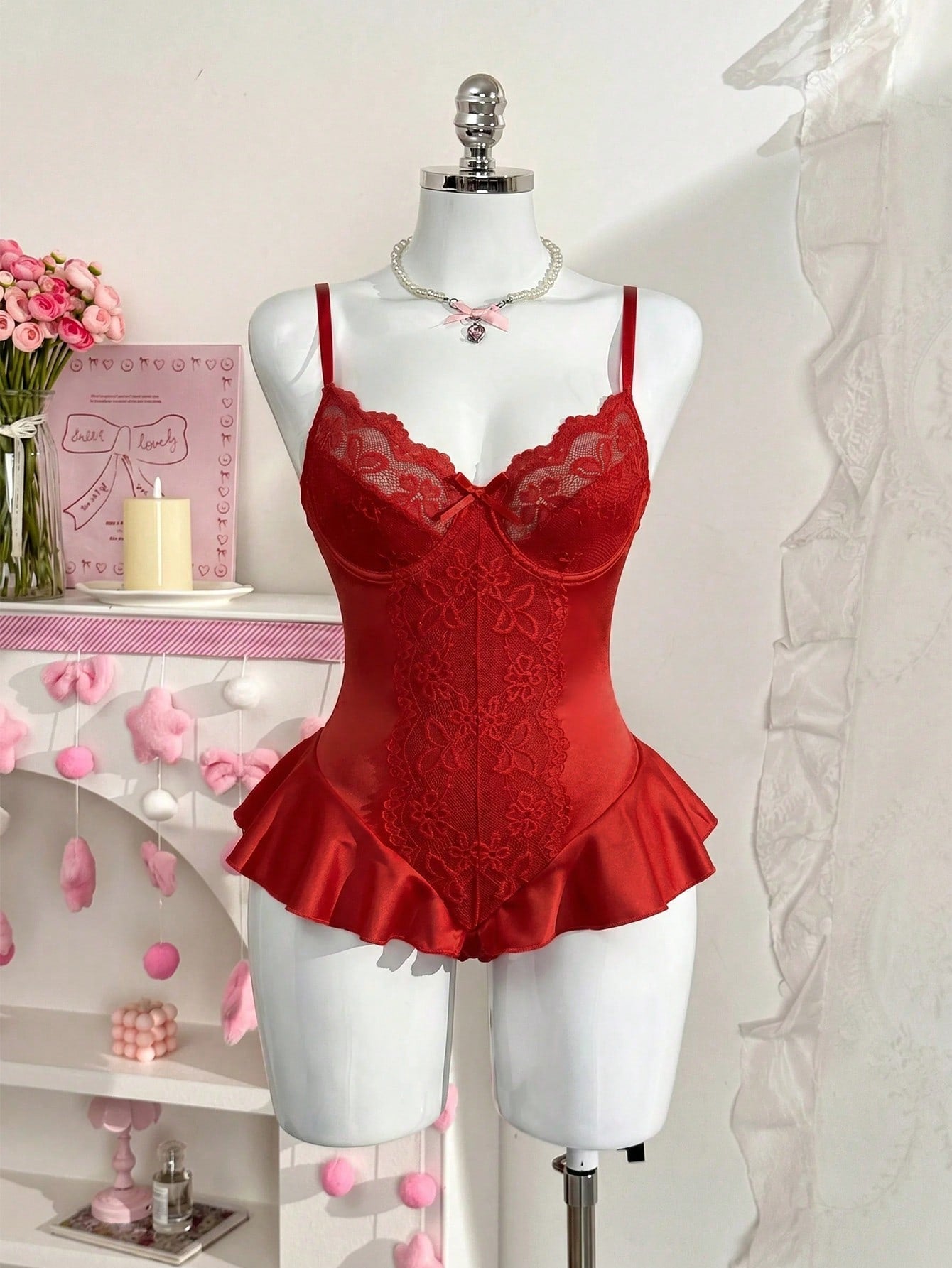 Women's Lace Patchwork Jumpsuit Lingerie, 1 Piece