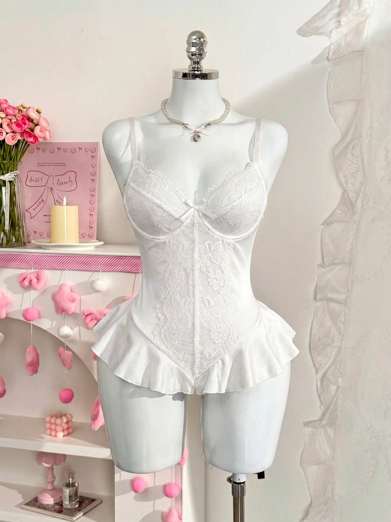 Women's Lace Patchwork Jumpsuit Lingerie, 1 Piece