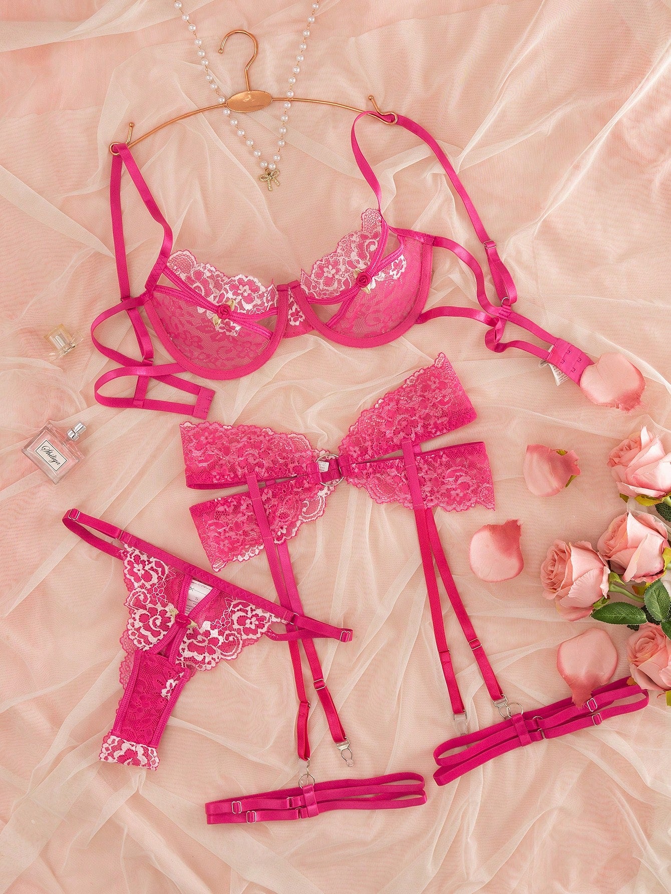Floral Lace Lingerie Set with Cut-Out Detail