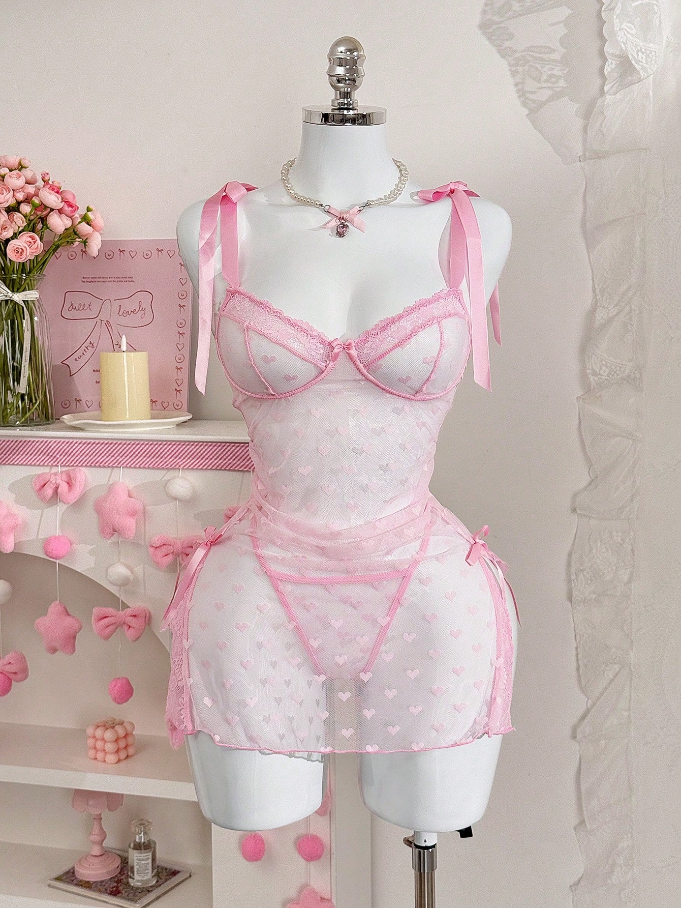 2-Piece Lace Nightgown Set for Casual Wear