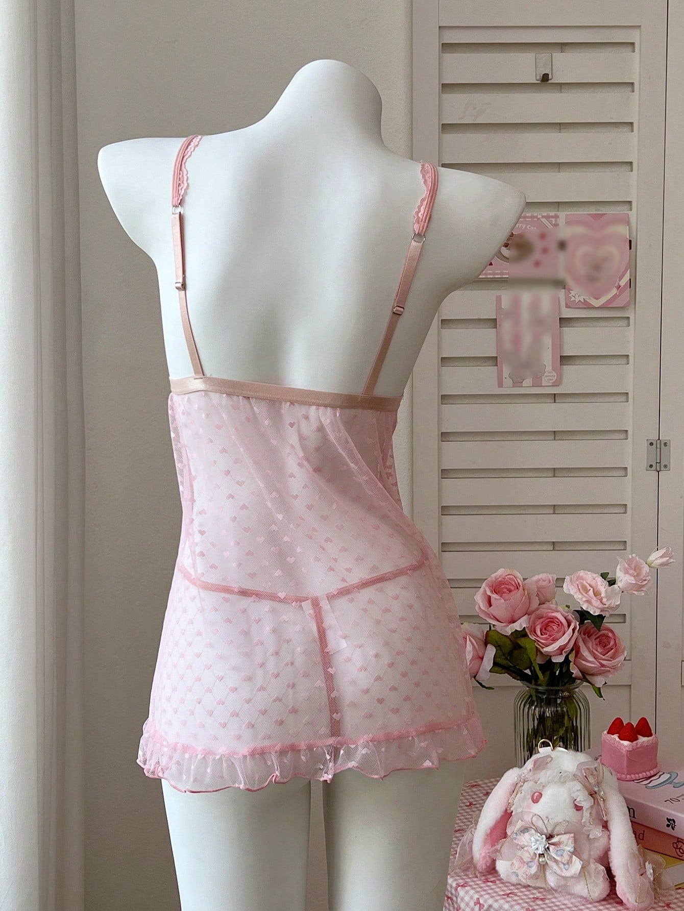 2-Piece Babydoll Dress Set with Lace and Polka Dot Design
