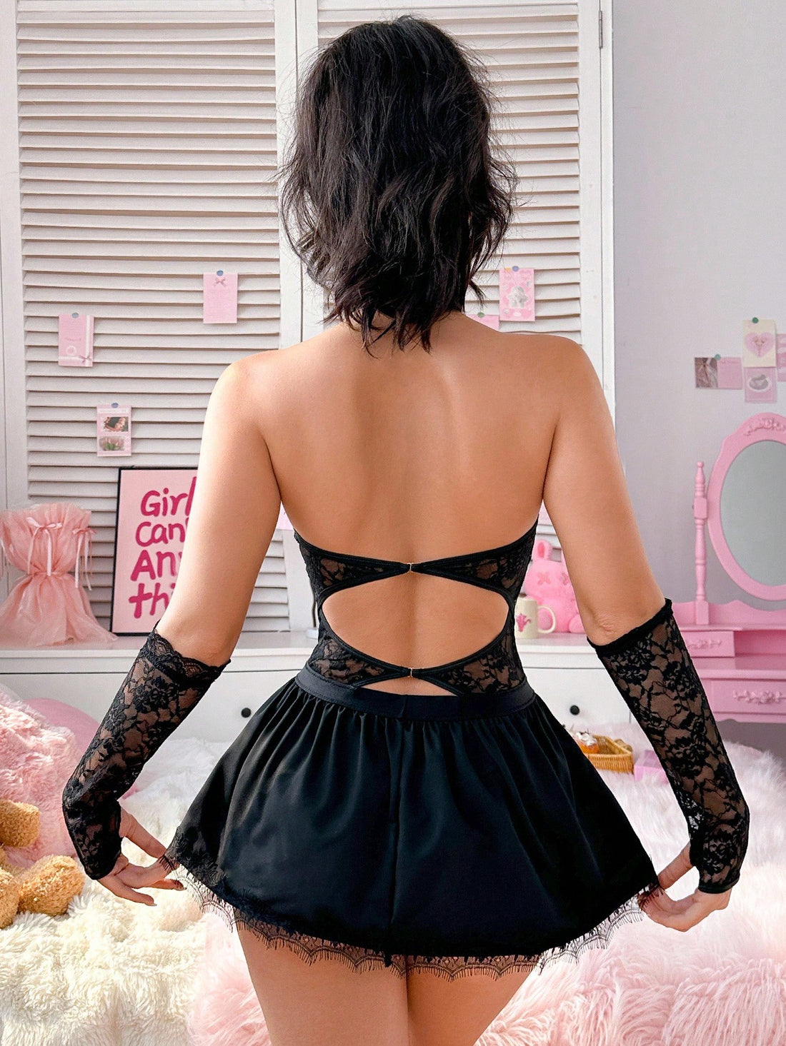 4-Piece Satin and Patchwork Fabric Slip Dress Set with Adjustable Straps Coordinated Outfit Set