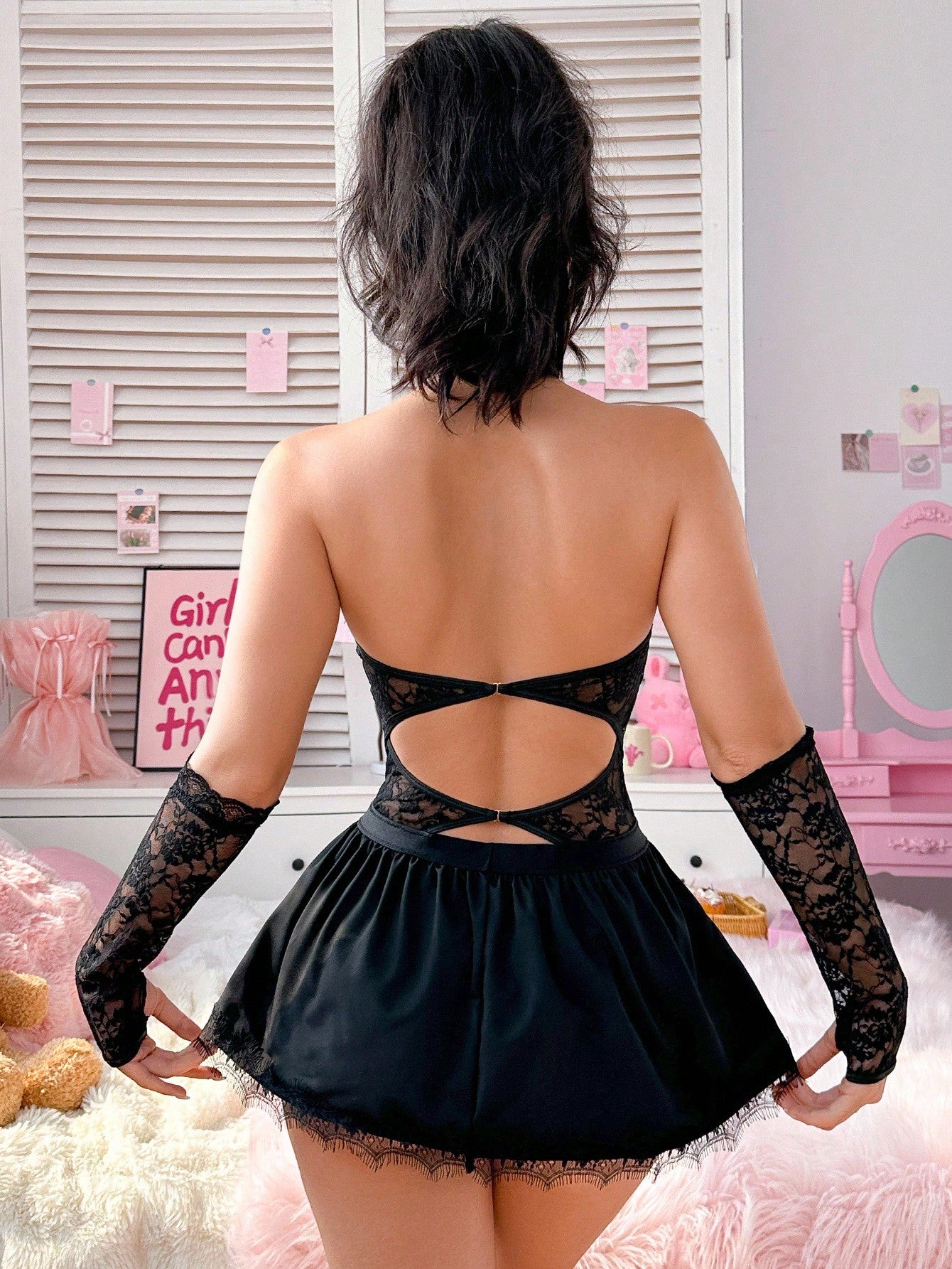 4-Piece Satin and Patchwork Fabric Slip Dress Set with Adjustable Straps Coordinated Outfit Set