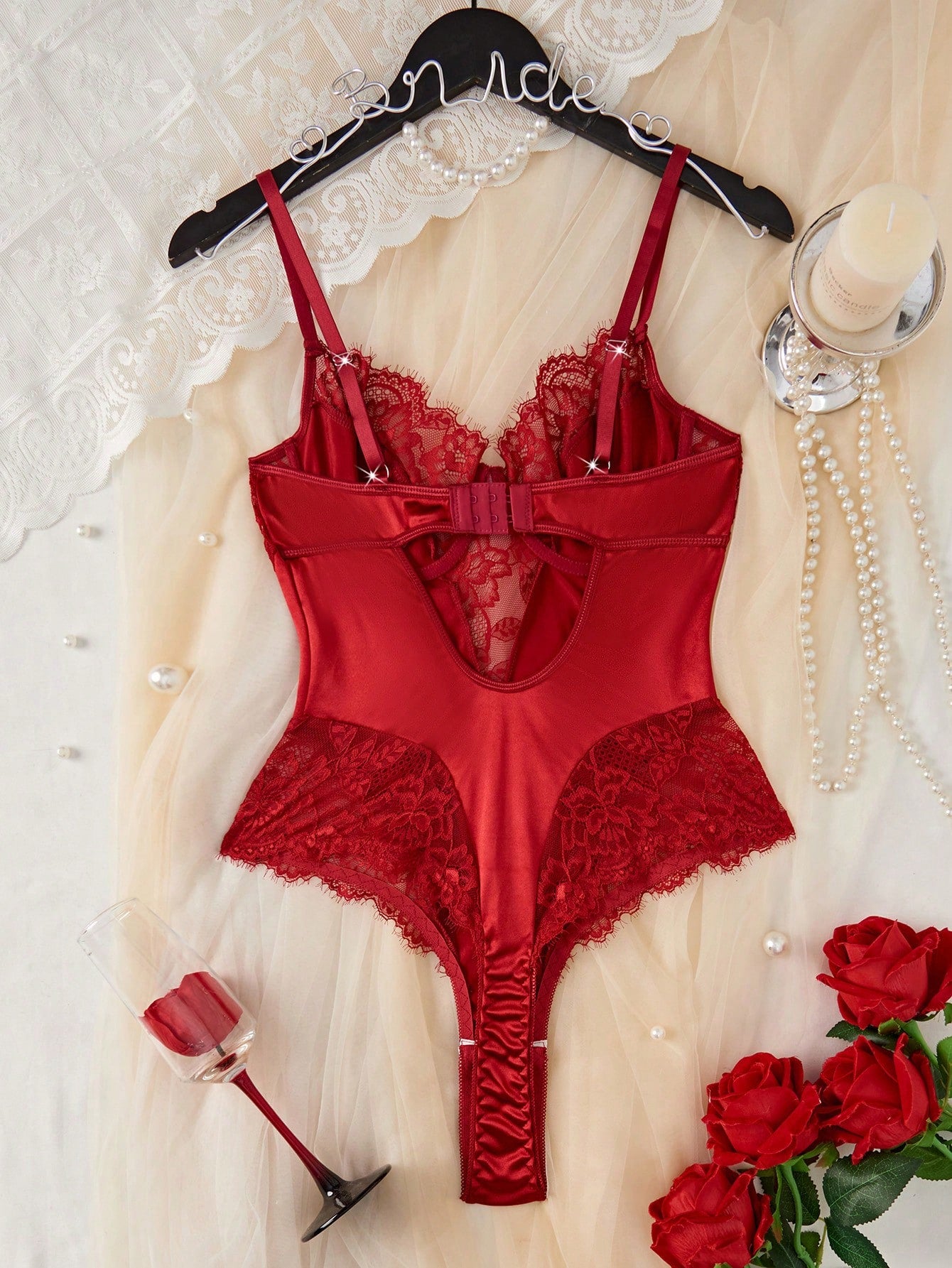 Lace Patchwork Bodysuit for Lingerie