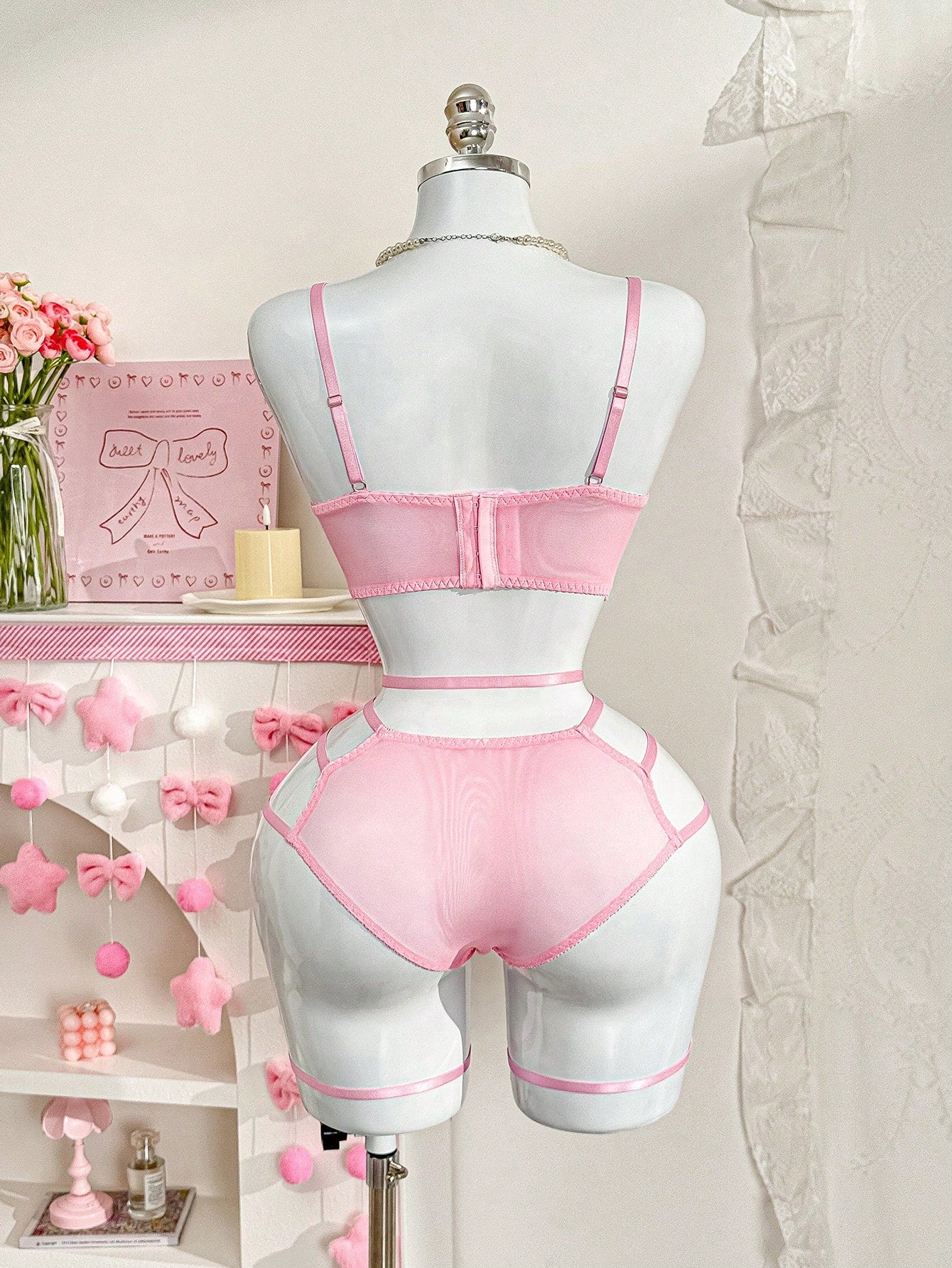 4-Piece Embroidered Lace Lingerie Set