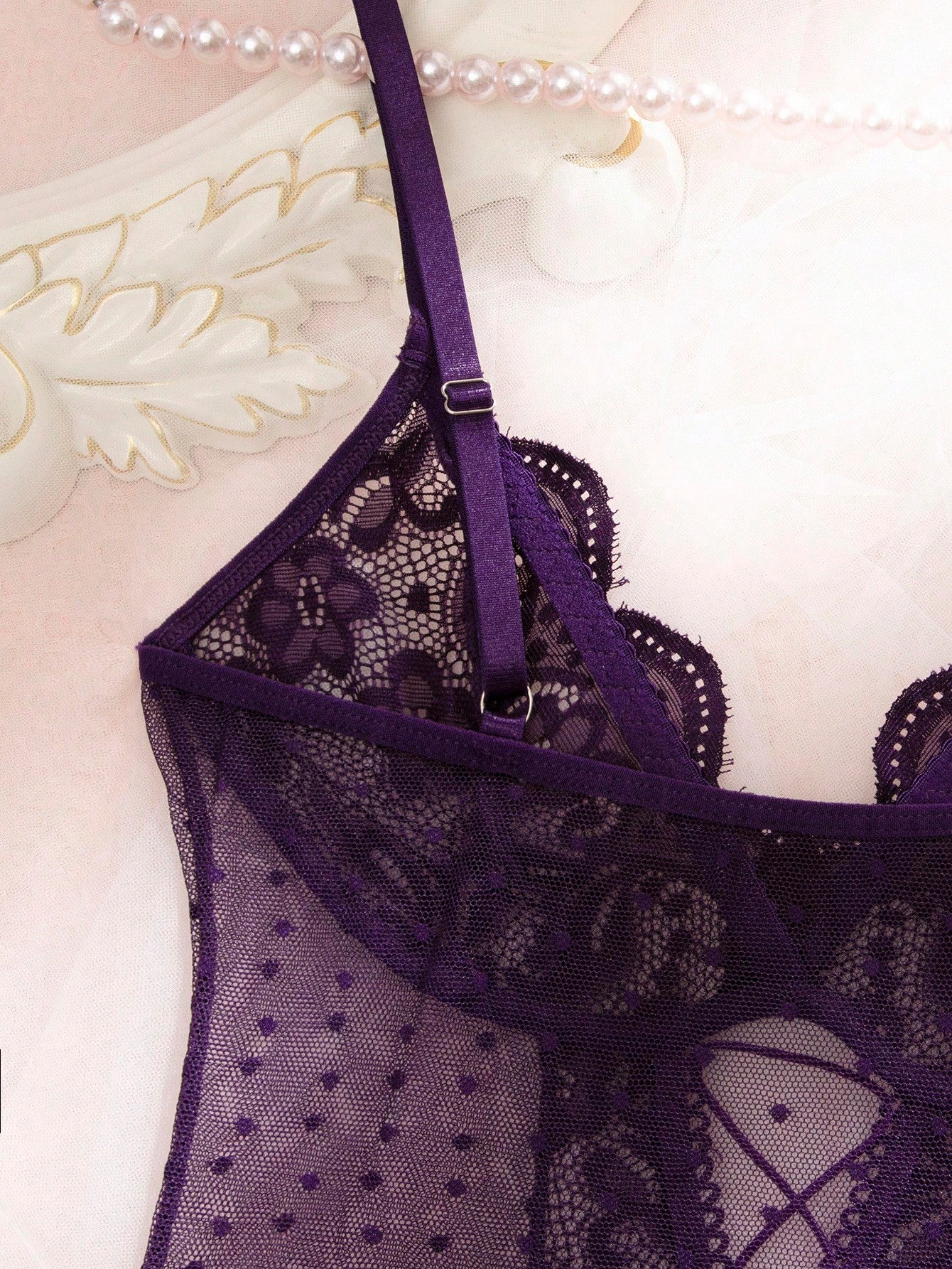 Lace and Mesh Bodysuit for Lingerie