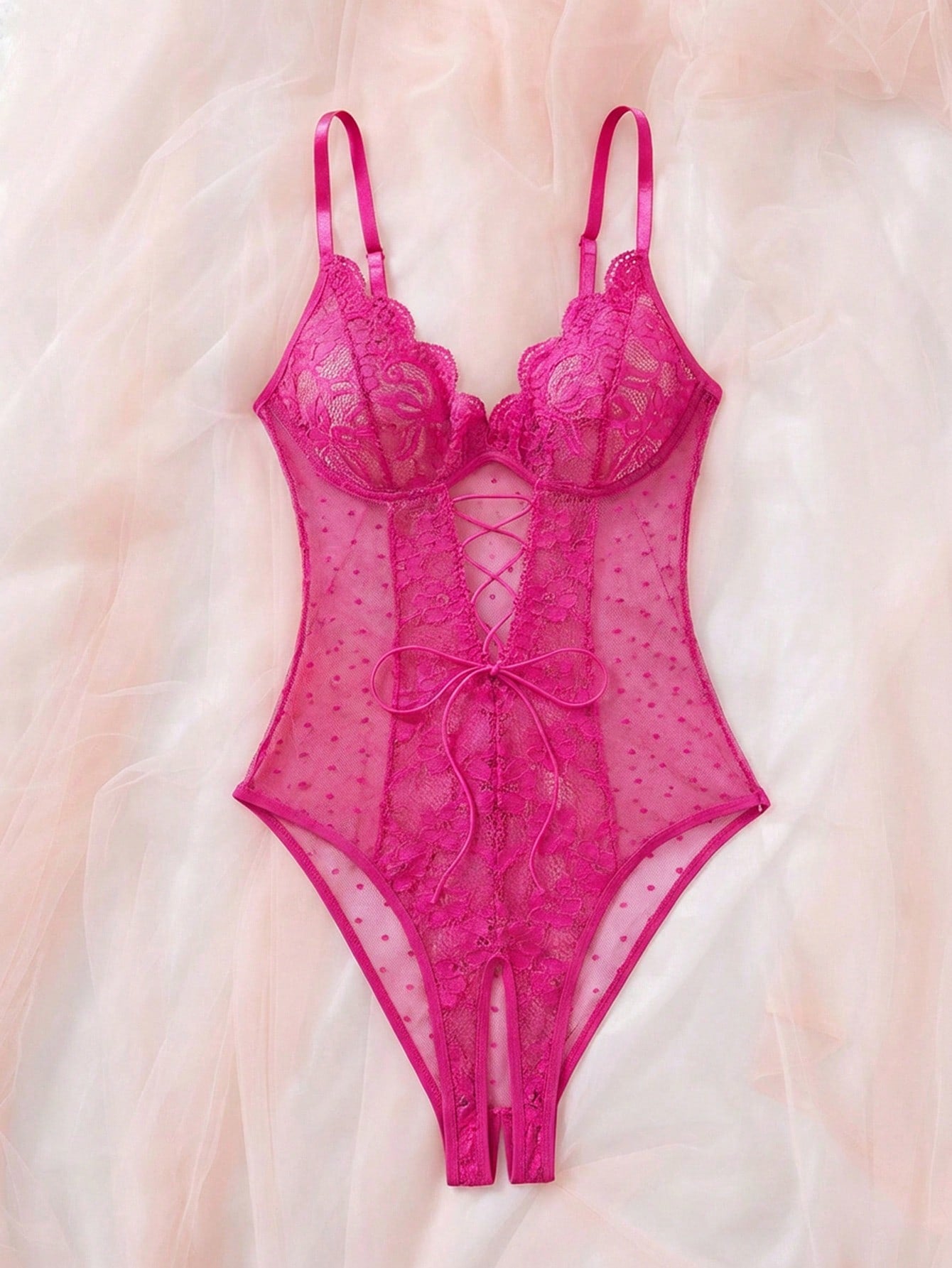 Lace and Mesh Bodysuit for Lingerie