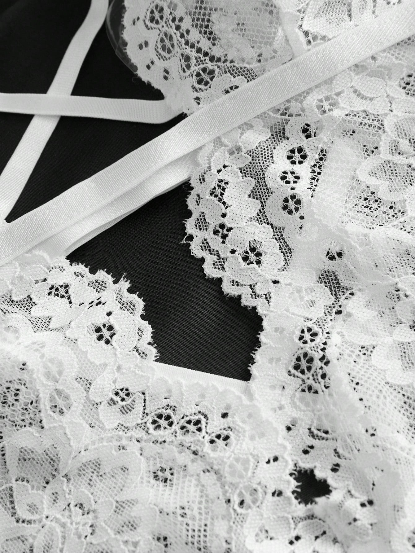 Floral Lace Teddy Bodysuit with Criss-Cross Lace-Up Back