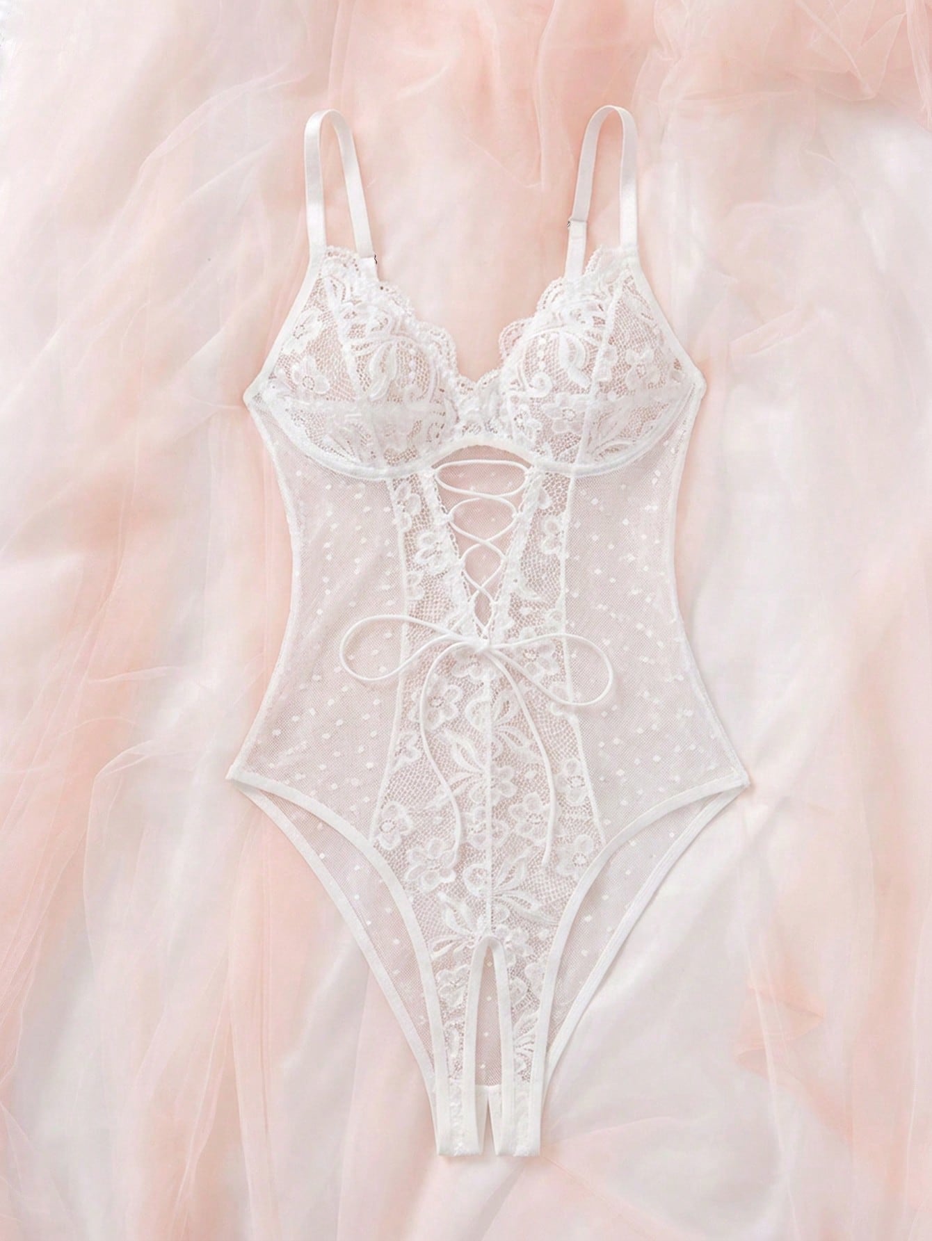 Lace and Mesh Bodysuit for Lingerie