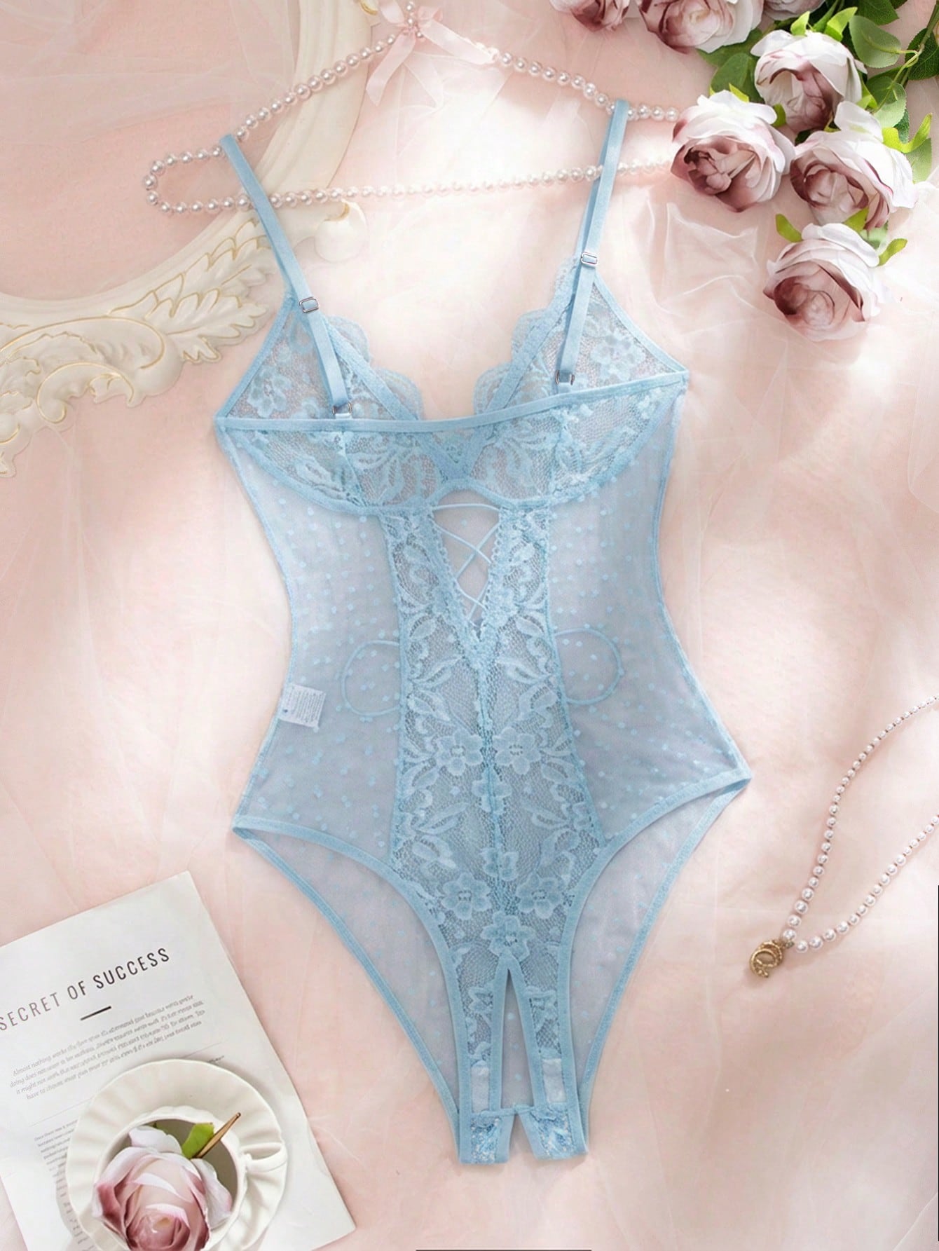 Lace and Mesh Bodysuit for Lingerie