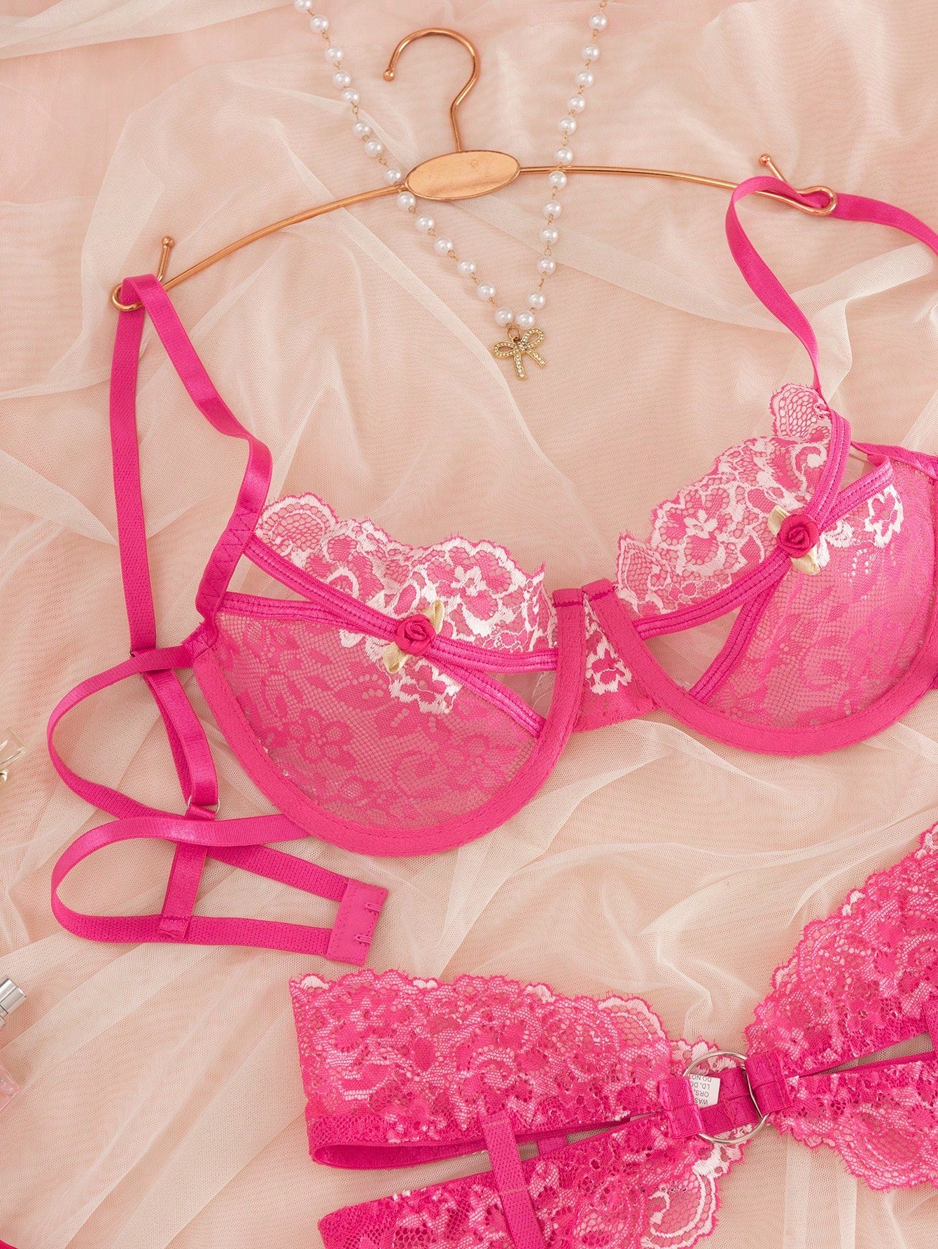 Floral Lace Lingerie Set with Cut-Out Detail