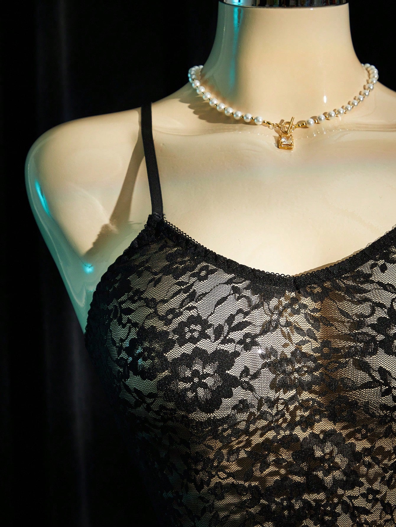 Solid Color Lace Bodysuit for Lingerie