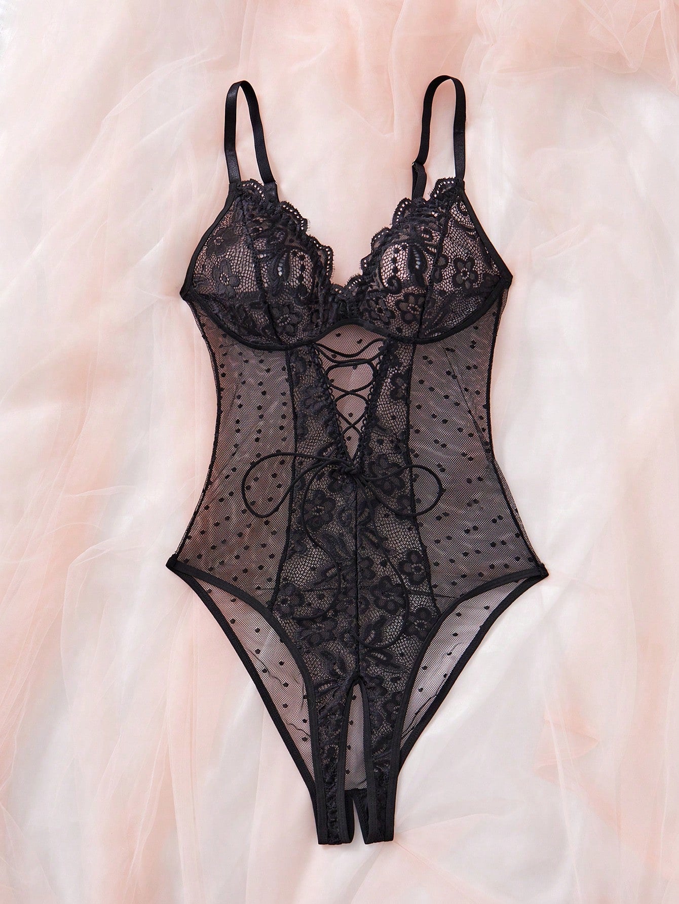 Lace and Mesh Bodysuit for Lingerie