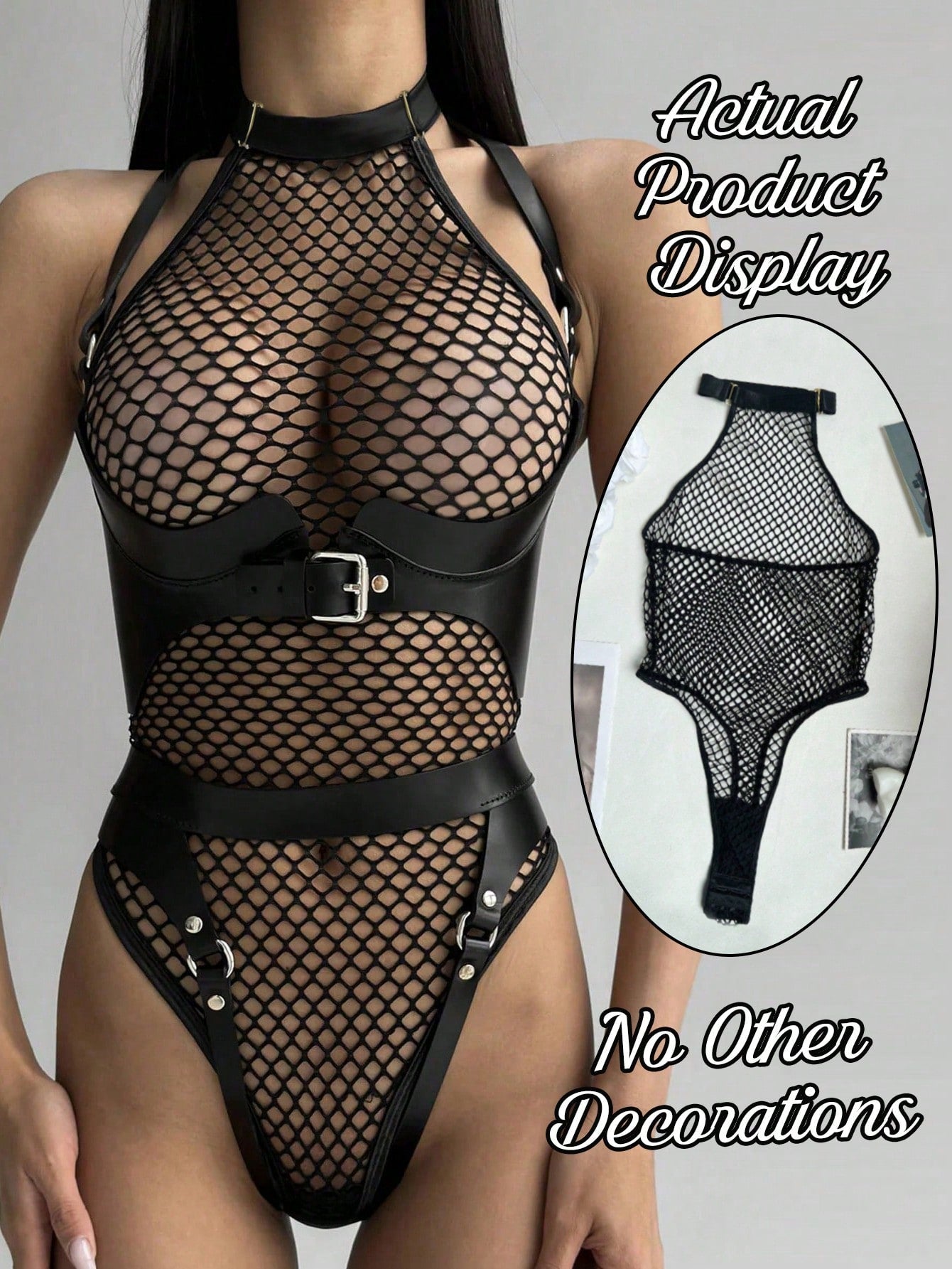 Mesh Fabric Jumpsuit Style Set with Open Back Design Lightweight Structure Coordinated Outfit Set