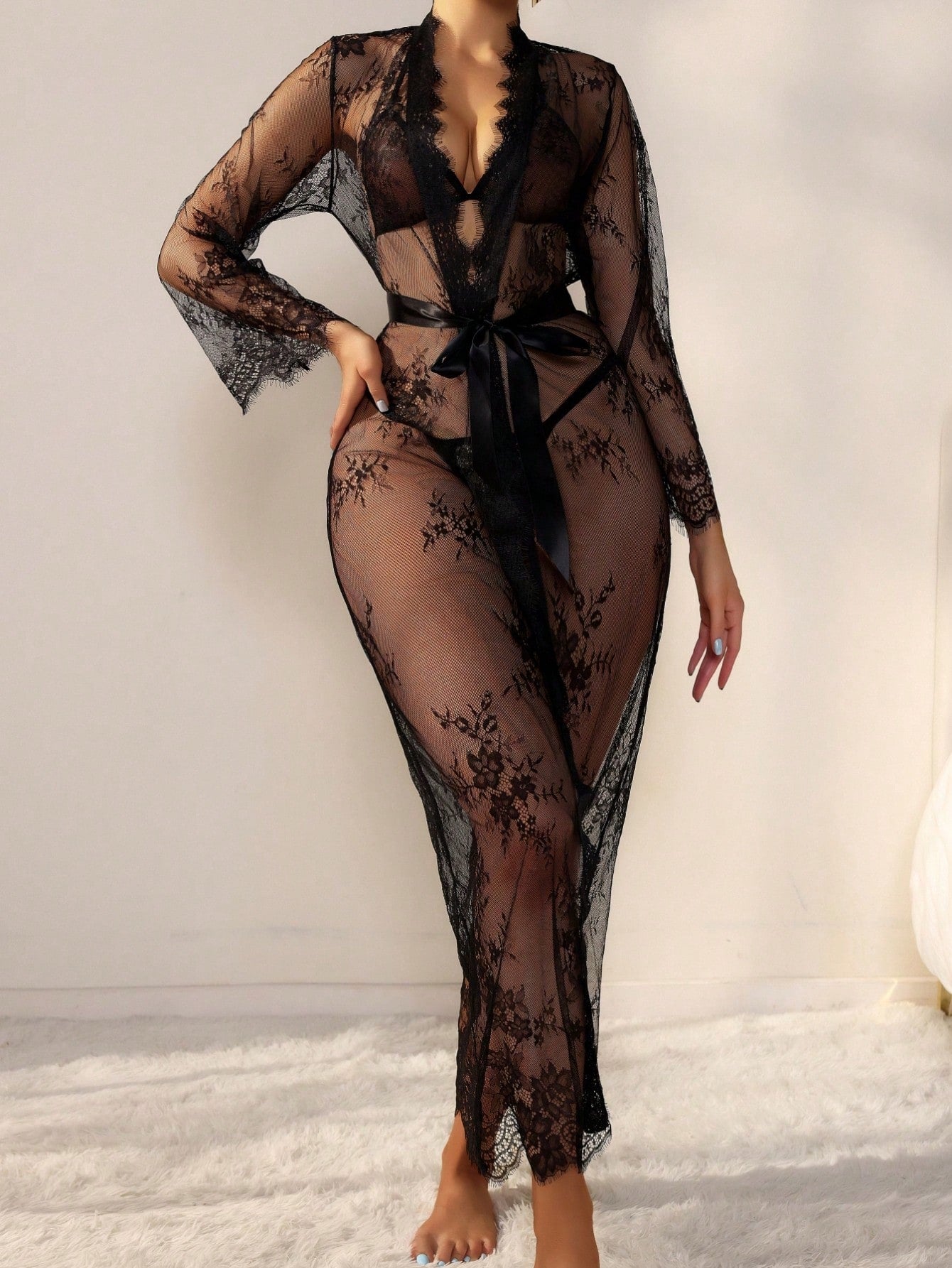 Lace Lingerie Set with Front Tie Design