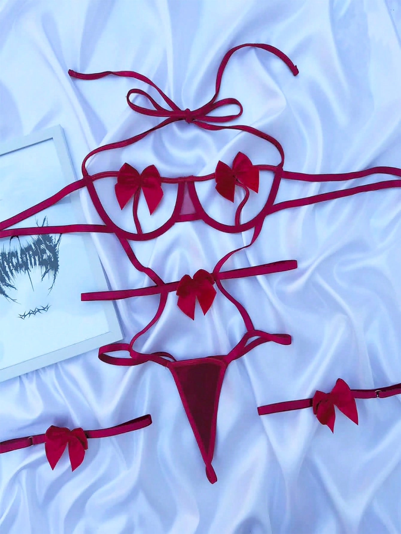 Women’s Bodysuit with Bow Detail and Cut-Out Design for Lingerie