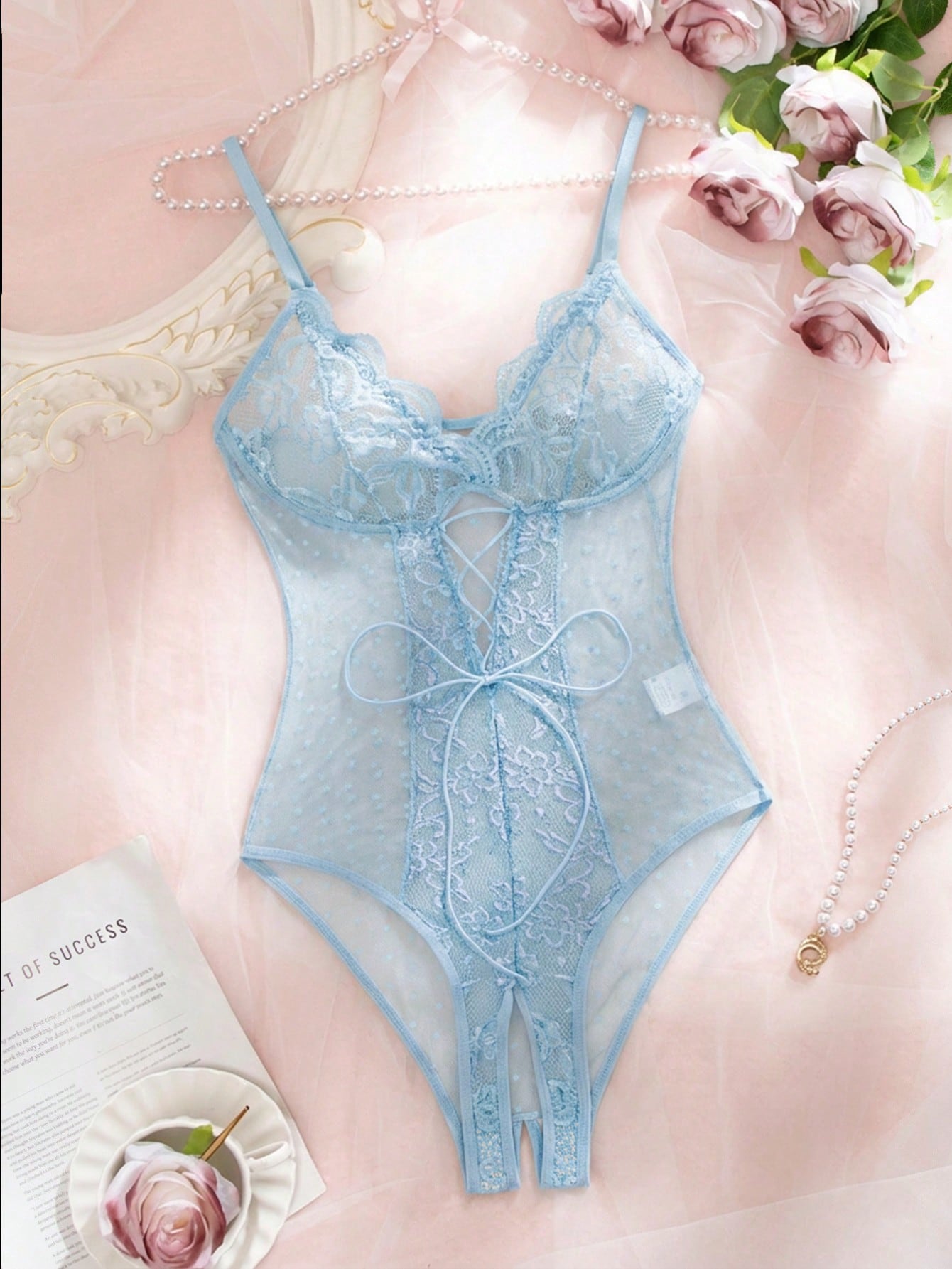 Lace and Mesh Bodysuit for Lingerie