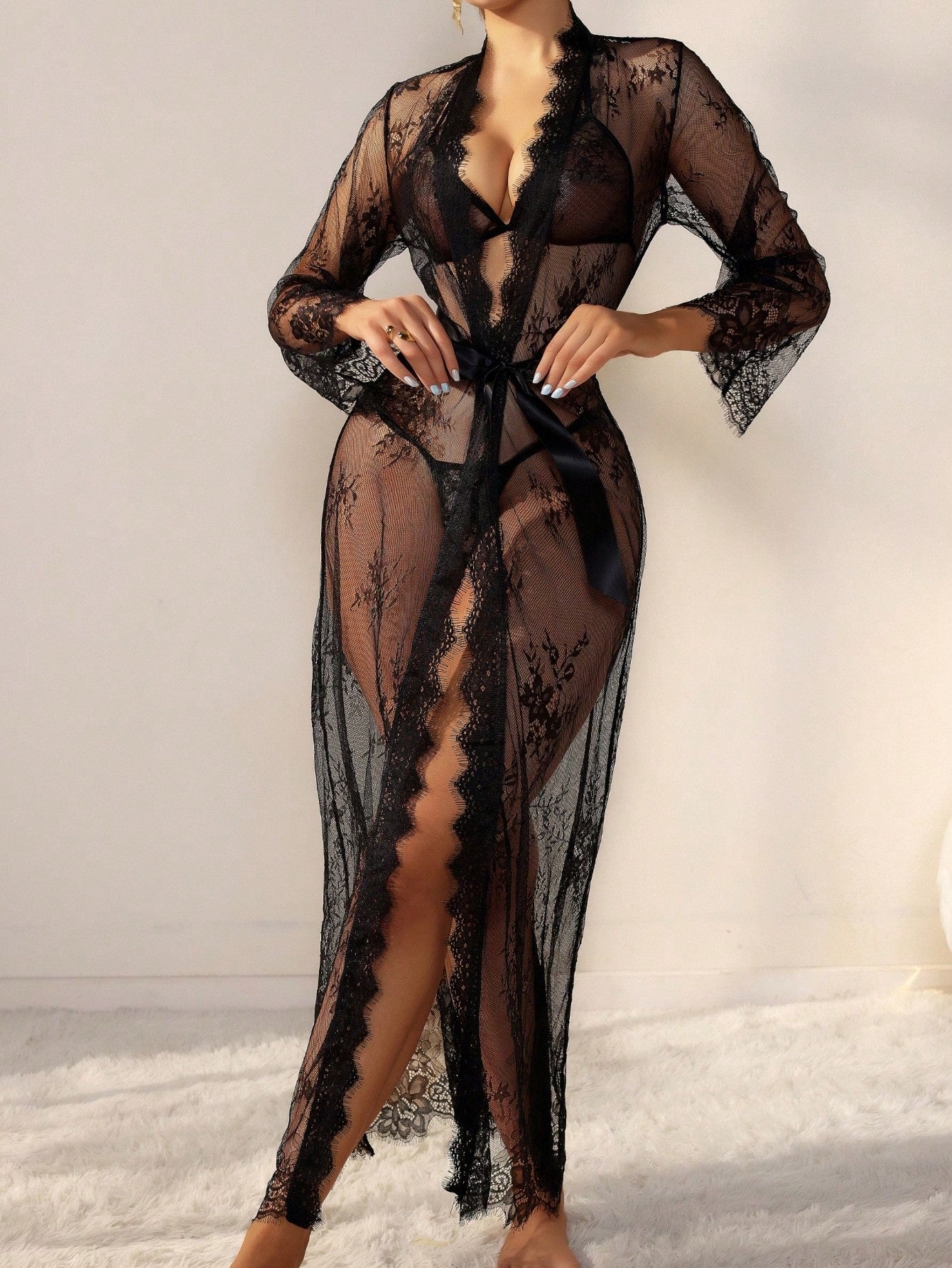 Lace Lingerie Set with Front Tie Design